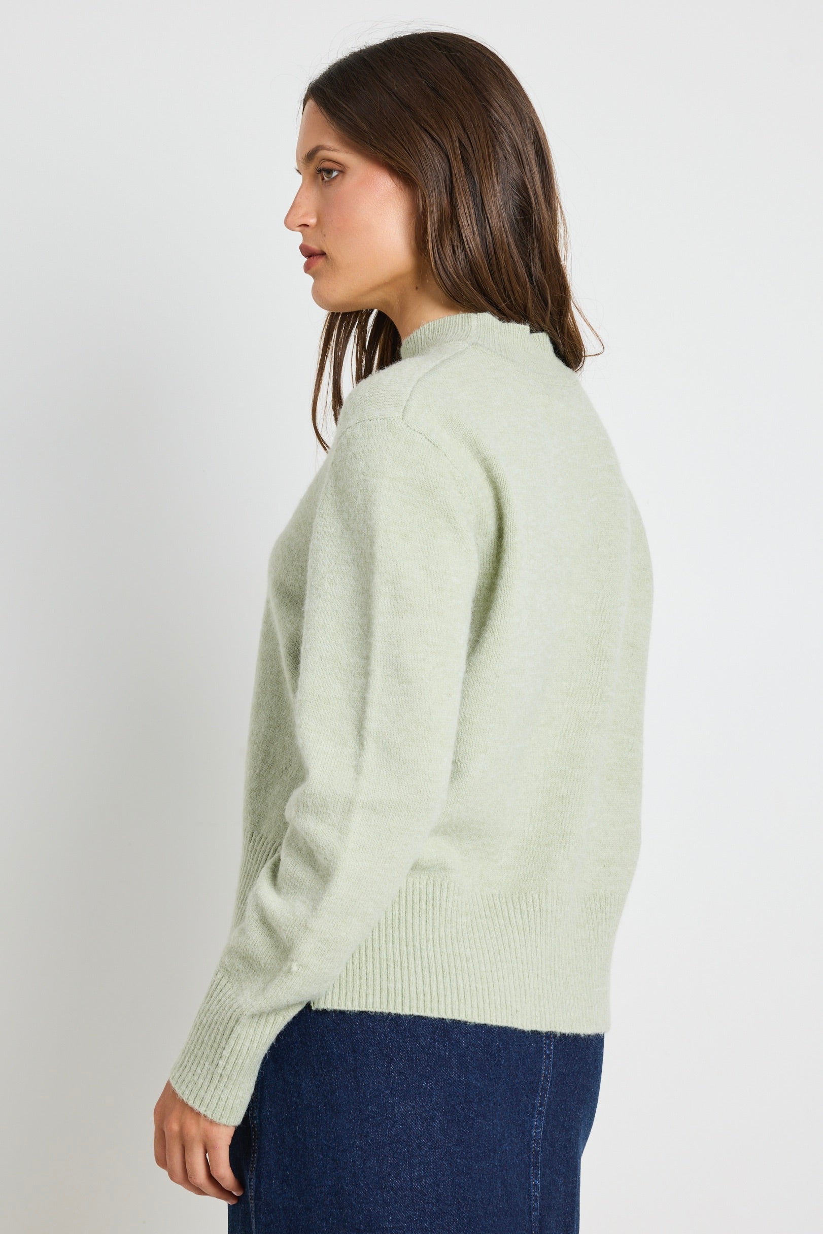 Cloud Sage Funnel Neck Knit Jumper for Women - Soft Chunky Sweater Winter Pullover | Cozy Casual Outfit for Office, Date Night & Fall Fashion
