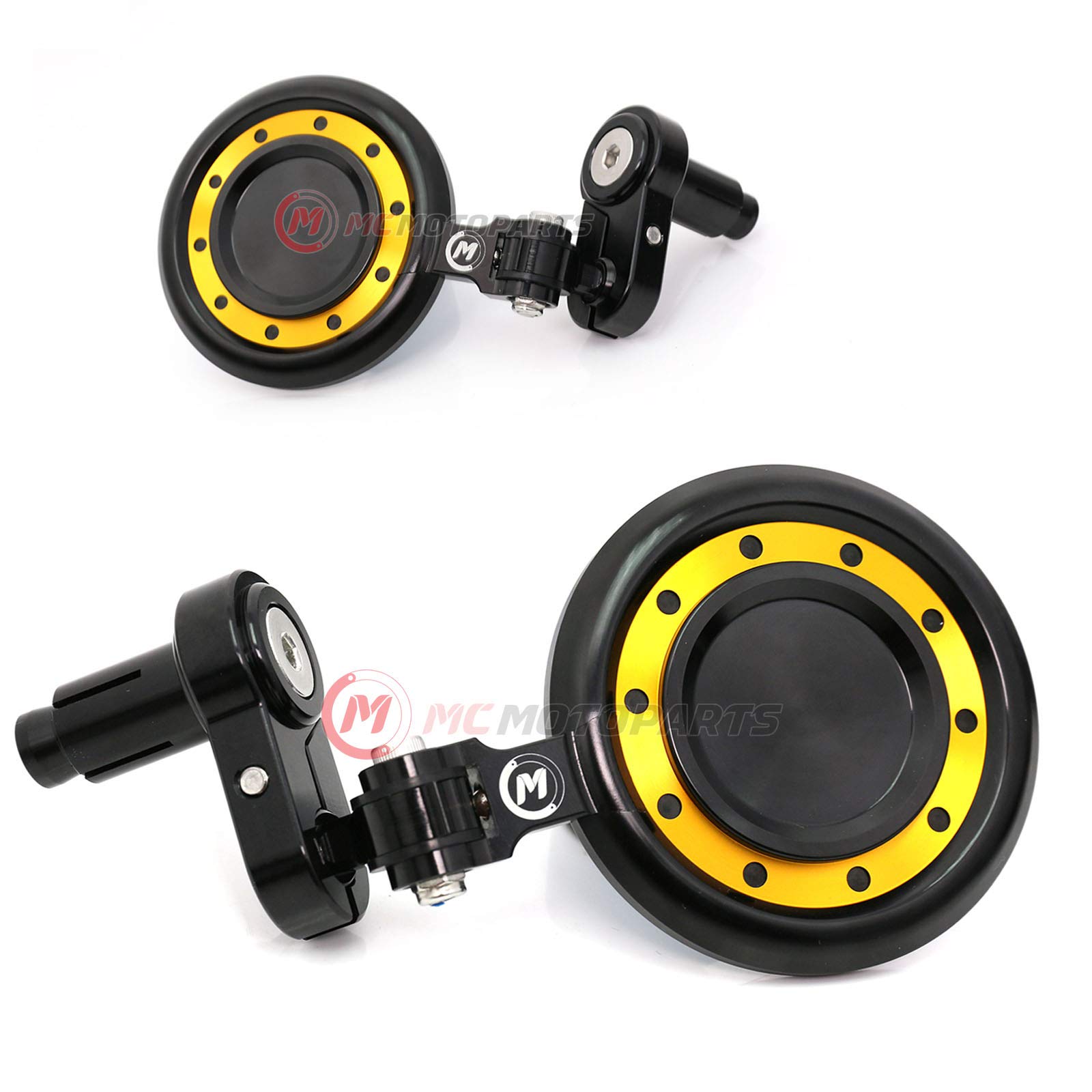 Gold REACTOR Bar End Mirrors for Yamaha FZ1 FZ6 Fazer 600 S FZ8 Fazer MT07 MT09 XJ6 Diversion (2016-2018) - Universal Motorcycle Safety Accessories for Better Rear Visibility