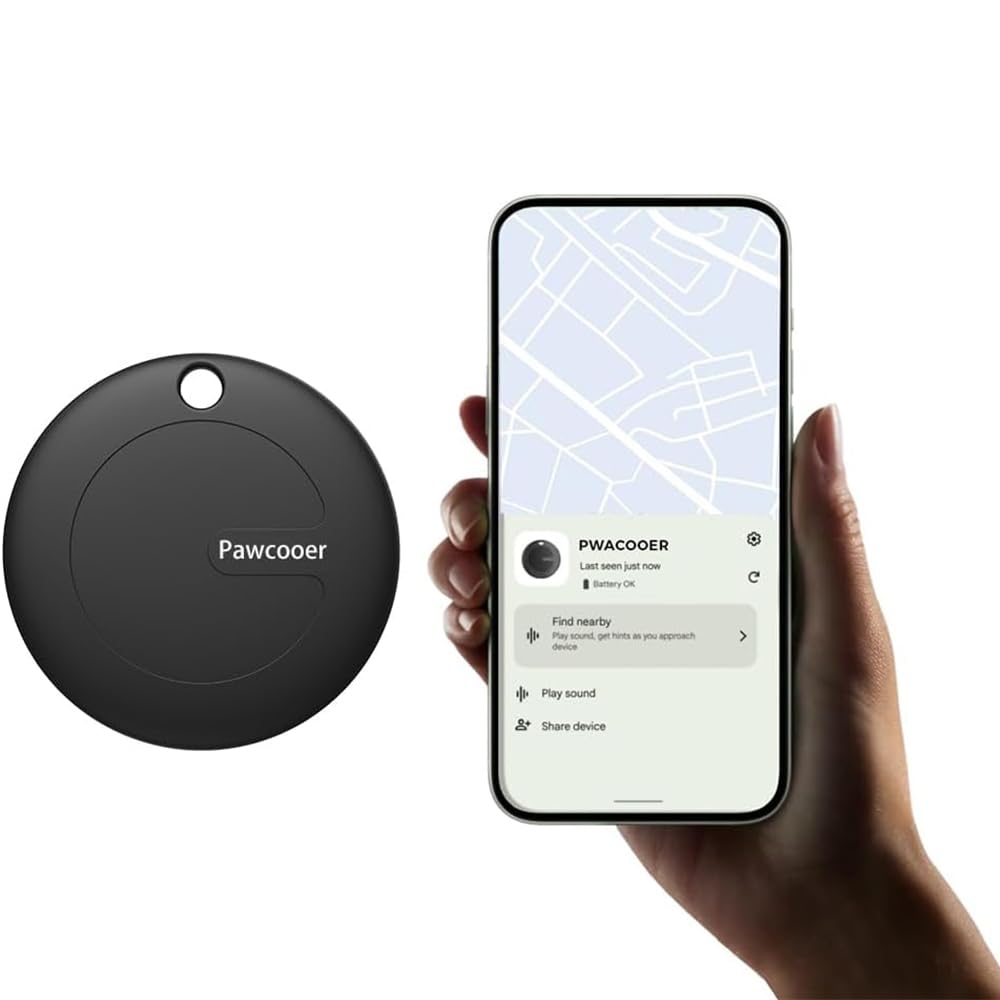 Bluetooth Tracker for Android & Samsung Phones - Smart Key Finder to Locate Lost Items (Black) | Perfect for Keys, Wallets, Bags & Pet Tracking