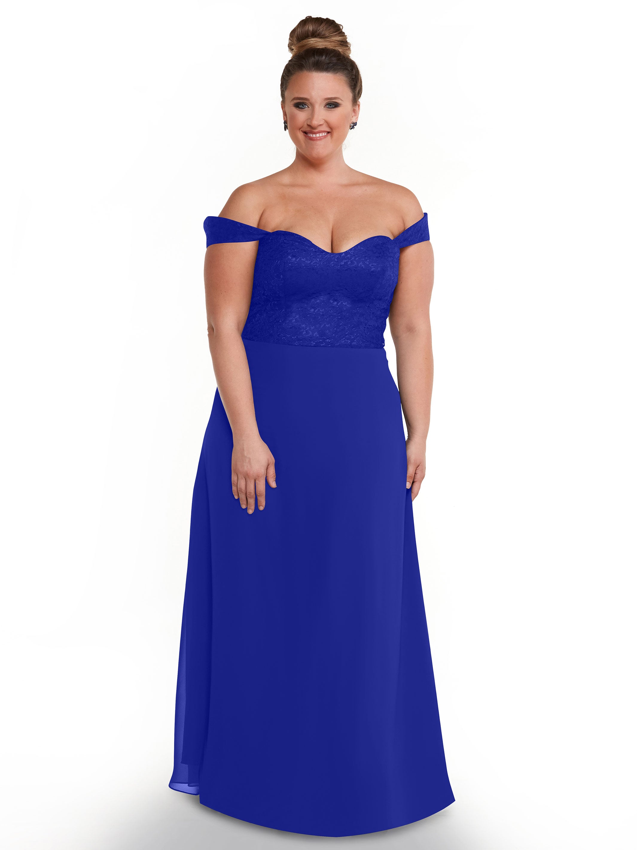 Elegant Off-the-Shoulder Chiffon A-Line Bridesmaid Dress with Lace Bodice - Perfect for Weddings, Formal Events & Special Occasions