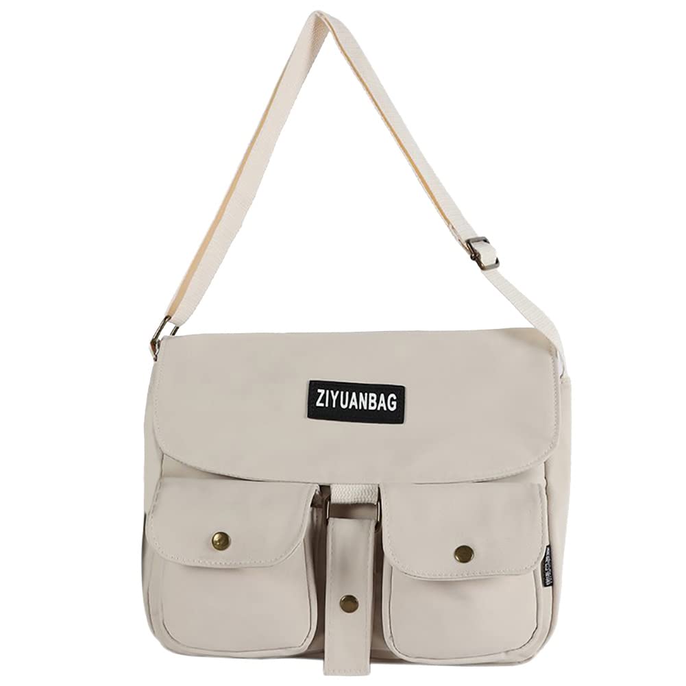 Stylish Unisex Canvas Messenger Bag - Durable Crossbody Satchel for Women & Men - Perfect for School, Work & Travel - Medium Size Shoulder Bag for Students & Professionals