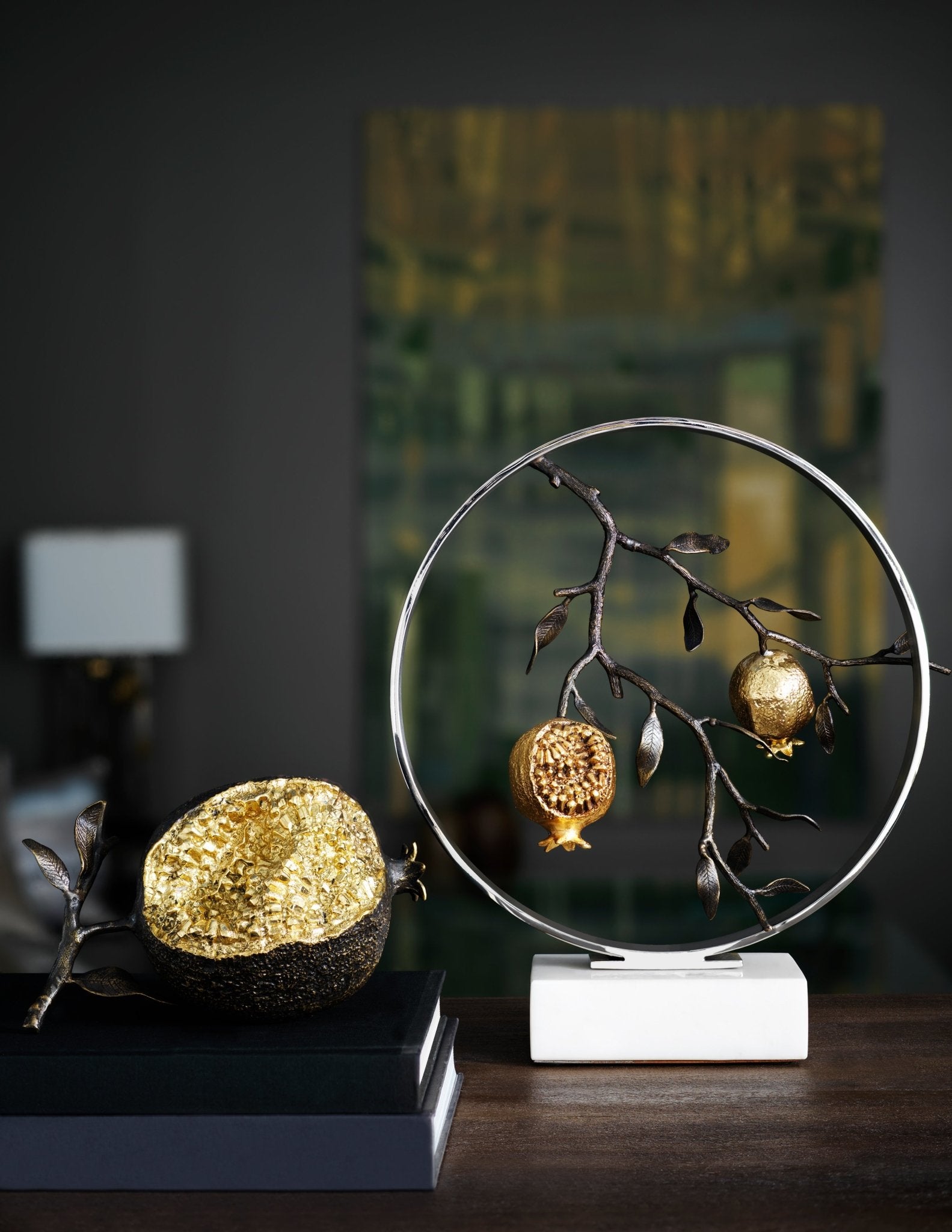 Handcrafted Pomegranate 14 Moon Gate Sculpture - Elegant Asian-Inspired Garden Decor for Outdoor & Indoor Spaces