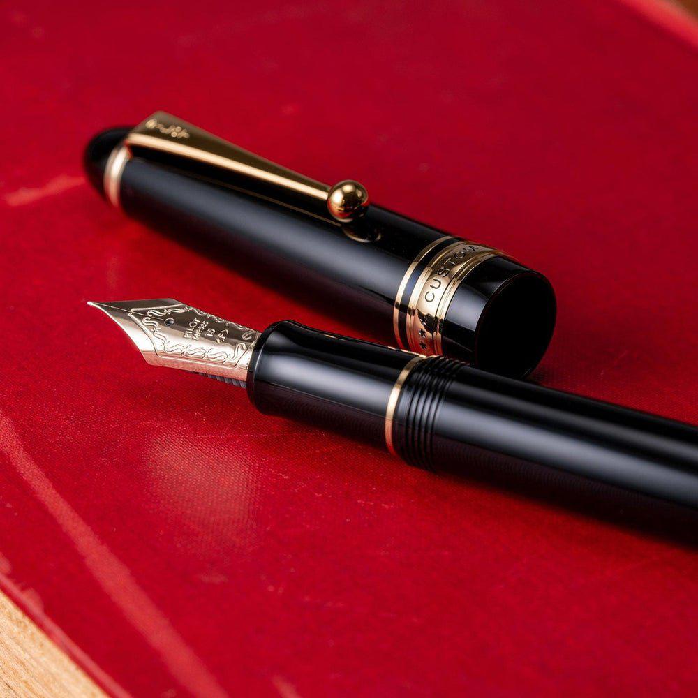 Premium Pilot Custom 743 Fountain Pen - 14K Gold Nib, Black Resin Body - Perfect for Calligraphy, Journaling & Professional Writing