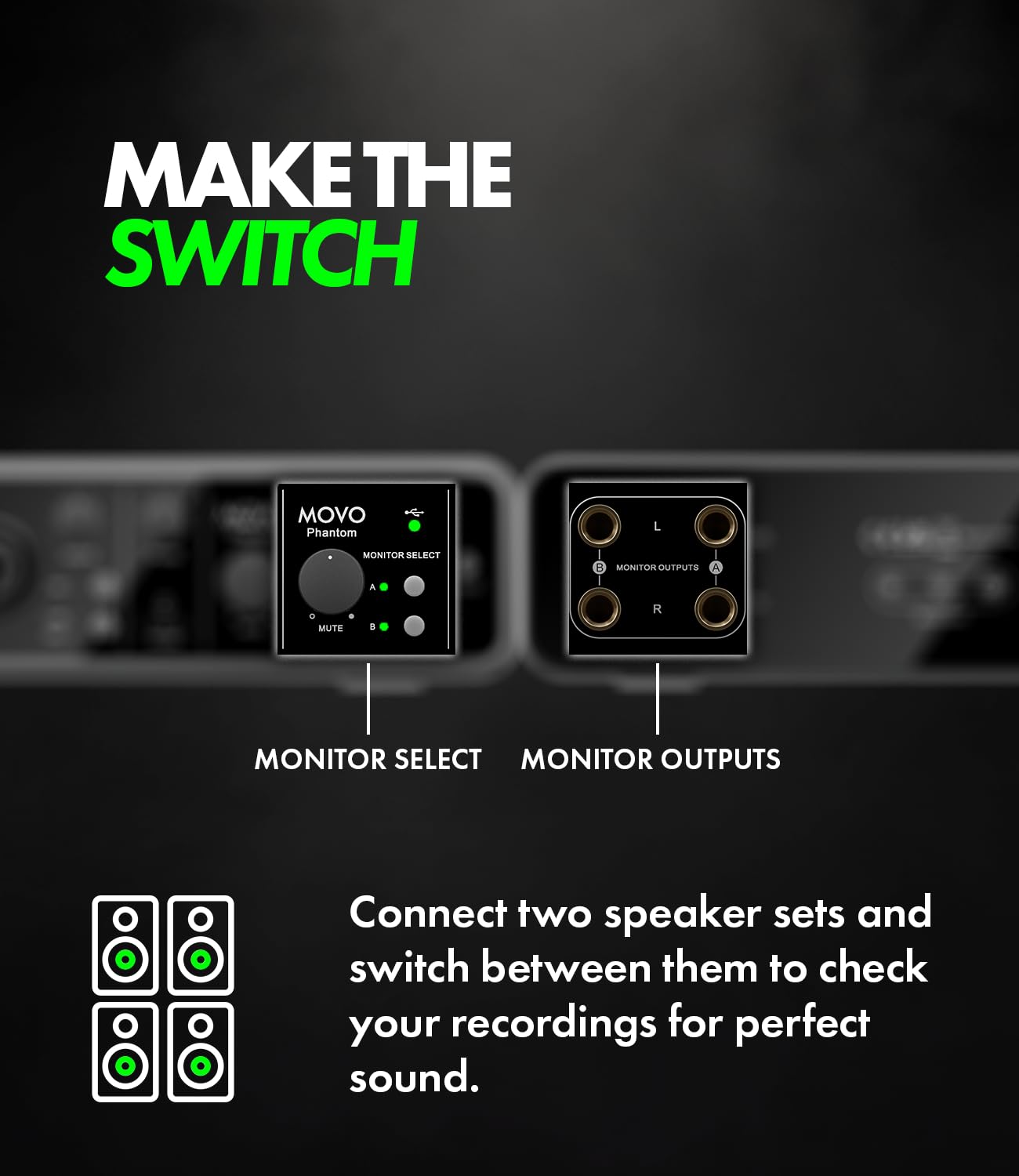 Movo Phantom Dual Channel USB/USB-C Audio Interface - Professional Recording, Podcasting & Music Production with Smartphone USB-C Input - Perfect for Home Studios, Live Streaming & Content Creation