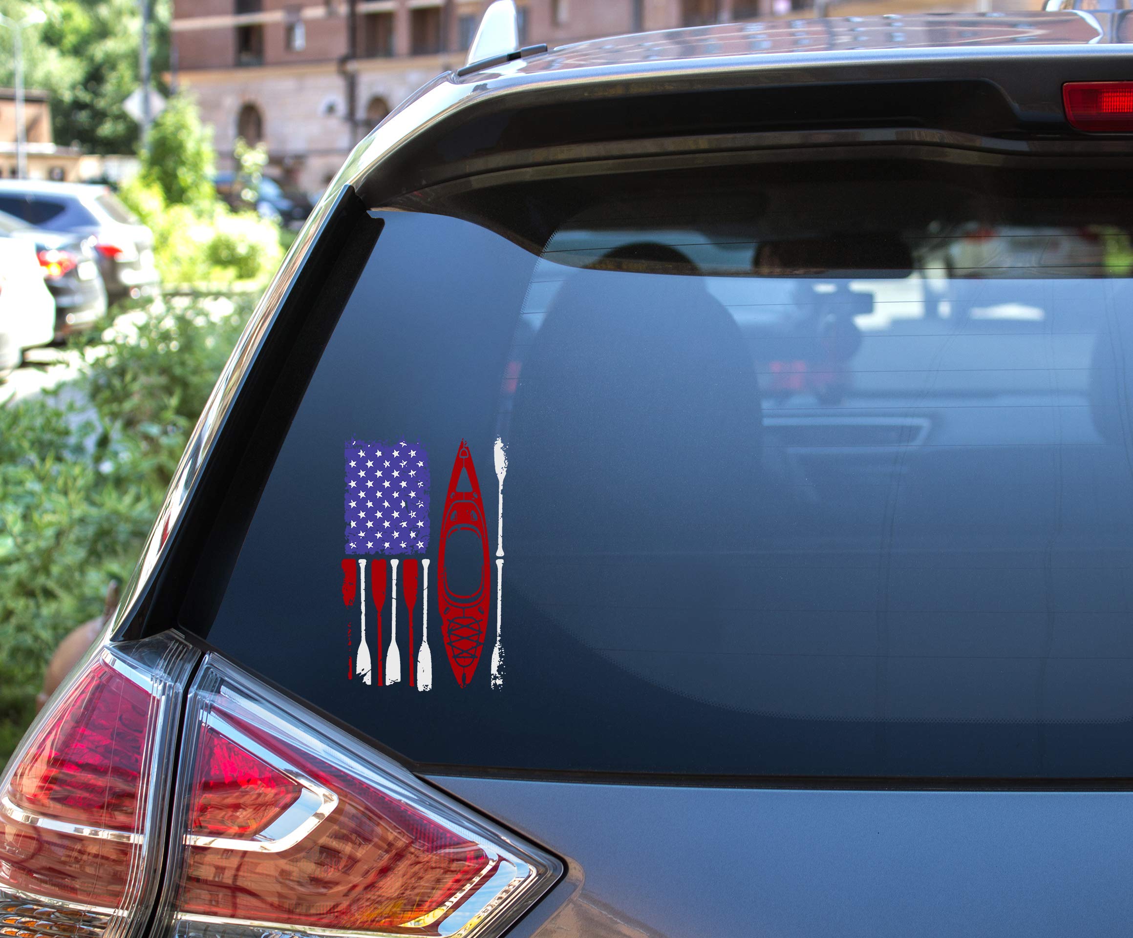 Distressed American Flag Kayak Decal - Waterproof Vinyl Sticker for Kayaking, Canoeing & Outdoor Adventures - Perfect for Kayaks, Coolers & Gear