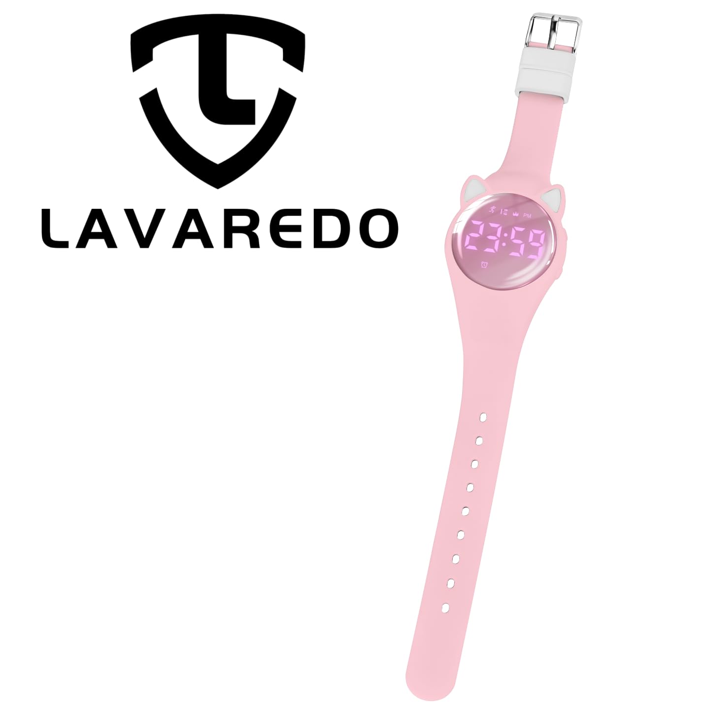 L LAVAREDO Kids Smart Watch - Cat Ear Fitness Tracker with Step Counter, Calorie & Distance Tracking, Vibrating Alarm - Perfect Gift for Girls & Cat Lovers (Ideal for School, Sports & Daily Activities)