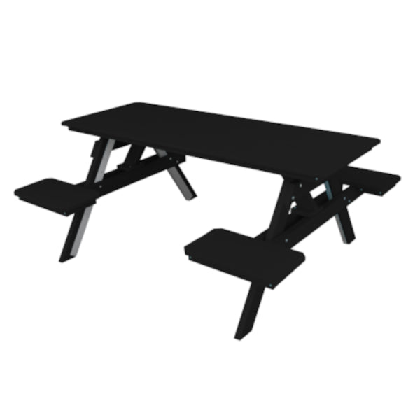 Eco-Friendly Recycled Plastic ADA Compliant 6-Foot Picnic Table with Attached Benches - Perfect for Parks, Campgrounds & Backyard Outdoor Gatherings