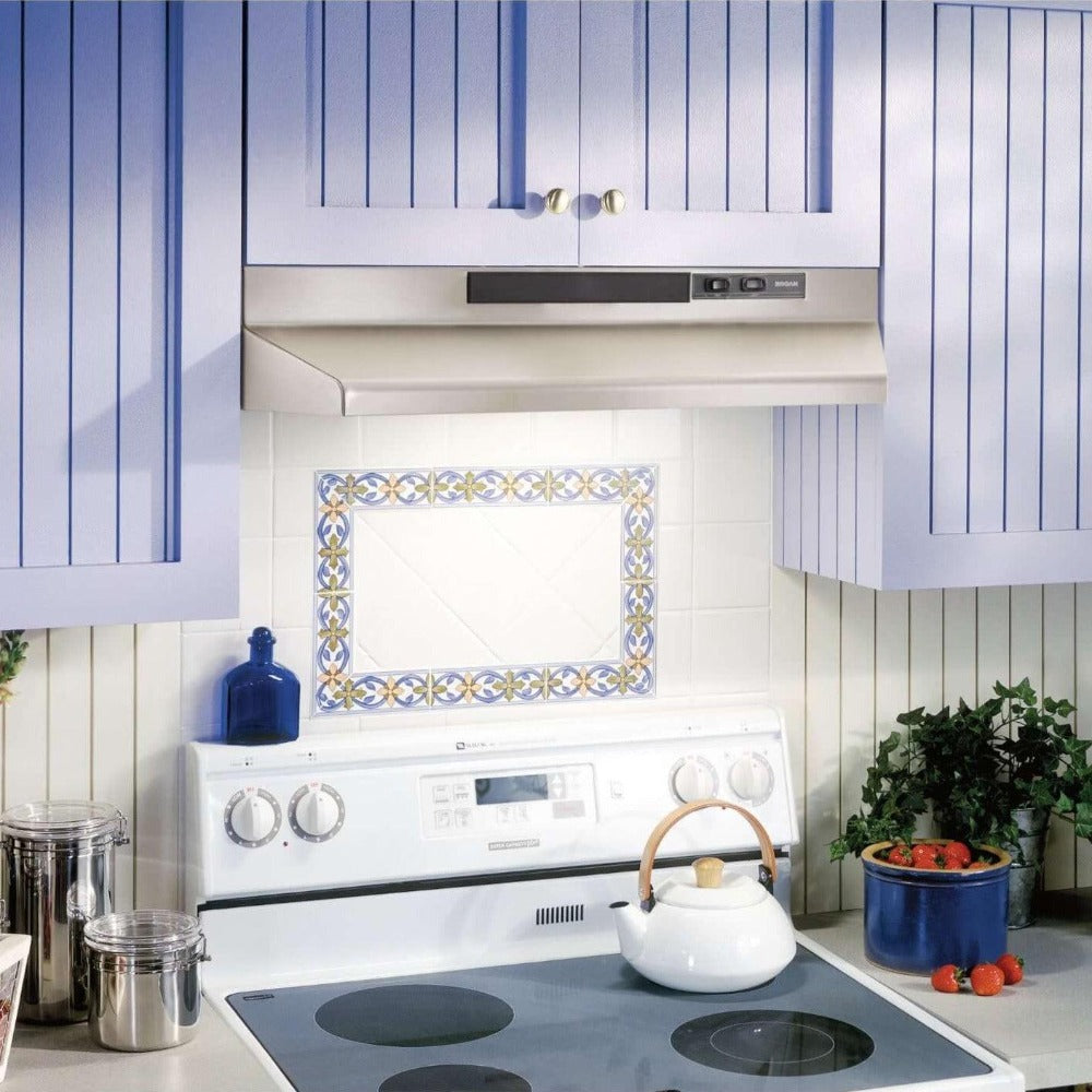 Broan F40000 Series 36-Inch Two-Speed 4-Way Convertible Under Cabinet Range Hood in Stainless Steel (F403604) - Perfect for Kitchen Ventilation and Smoke Removal