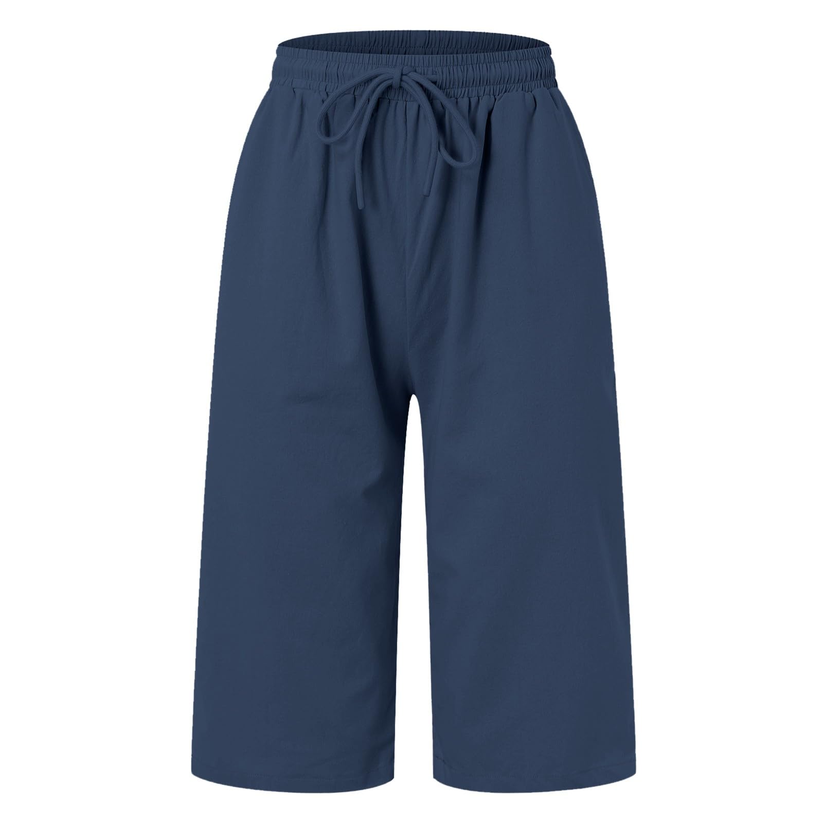 Women's Linen Bermuda Shorts - High Waisted Summer Casual with Drawstring | Plus Size Beach & Lounge Wear
