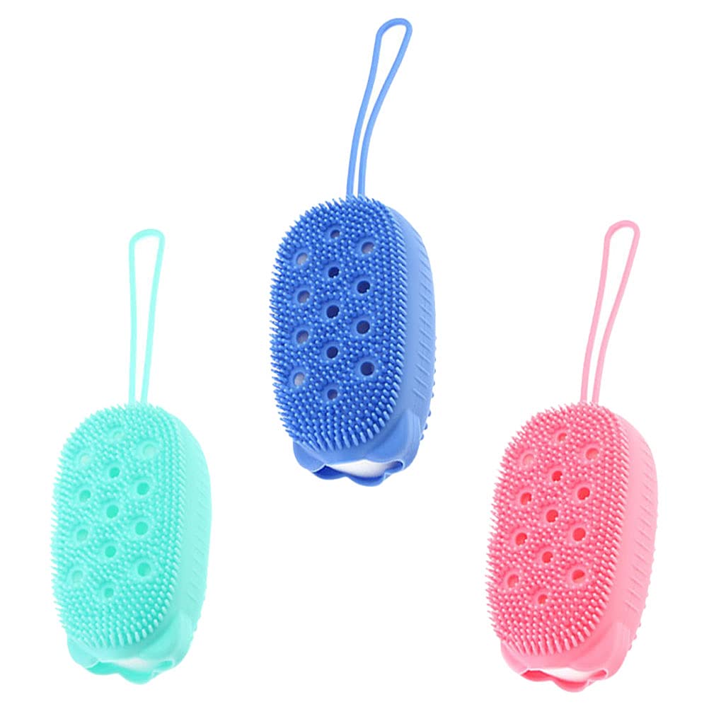3pcs Silicone Bath Brushes - Double Sided Exfoliating & Massaging Shower Brush Set for Deep Cleansing & Relaxation - Perfect for Spa, Bath Time & Body Care Routine