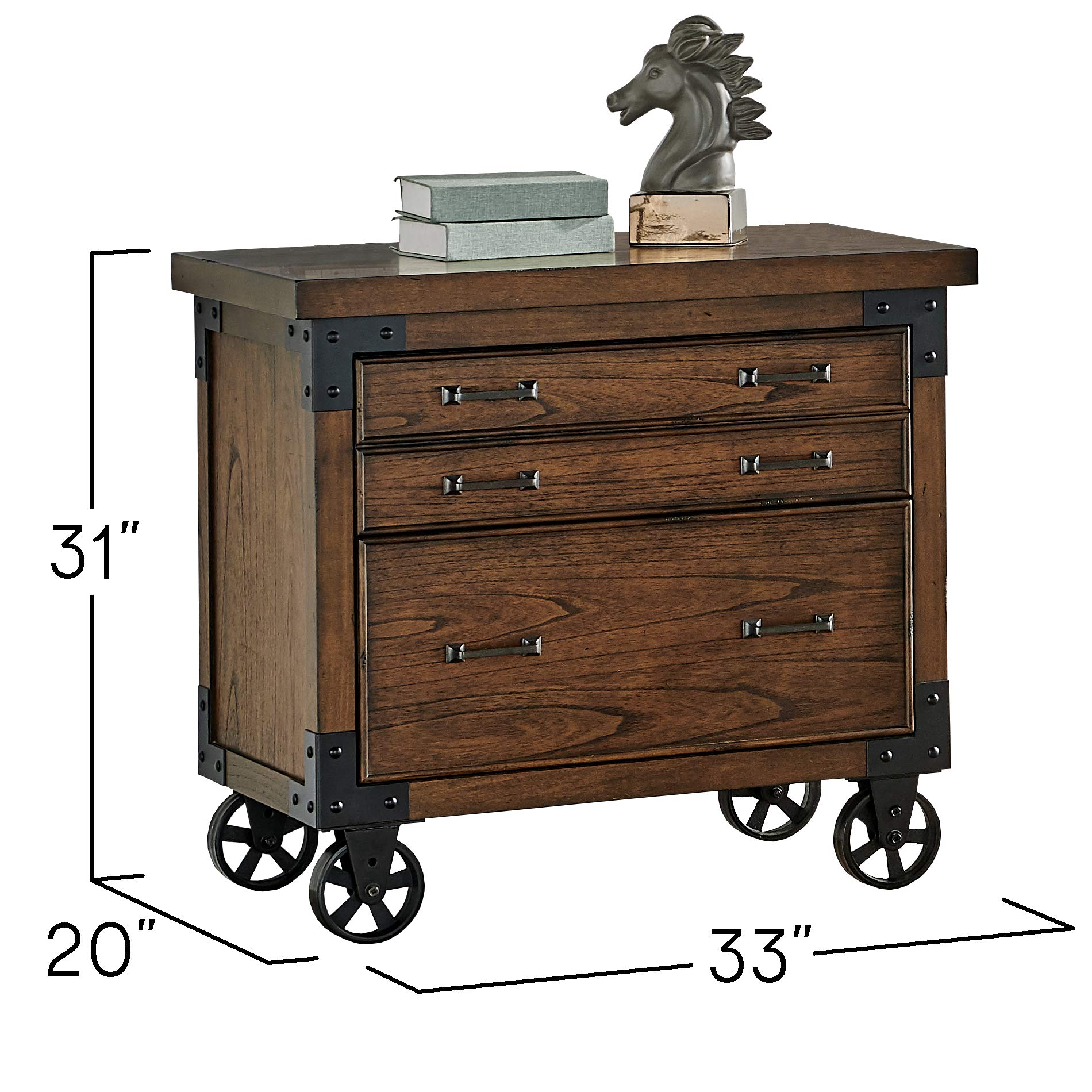 Martin Furniture 2-Drawer Lateral File Cabinet - Brown Wood Finish for Home Office & Business Storage Organization