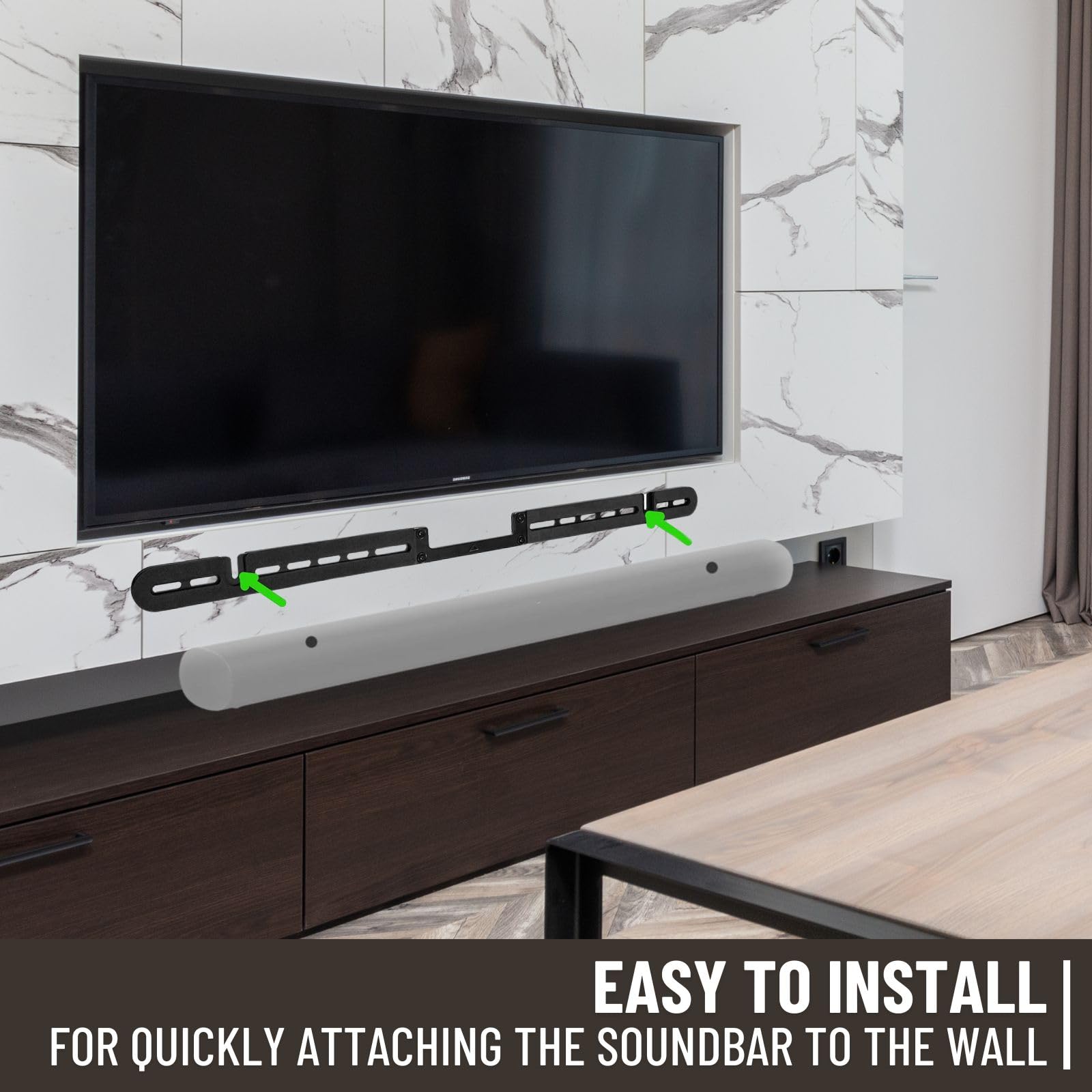 Pro Wall Mount Floating Speaker Bracket for Sonos Arc Soundbar - Under TV Mounting Kit - Black | Home Theater & Living Room Audio Setup
