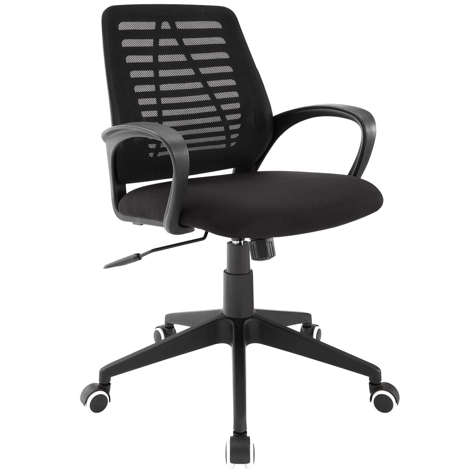 Modway Ardor Black Mesh Ergonomic Office Chair - Adjustable Height, Lumbar Support for Home & Computer Desk - Comfortable Task Chair for Long Hours of Work or Gaming