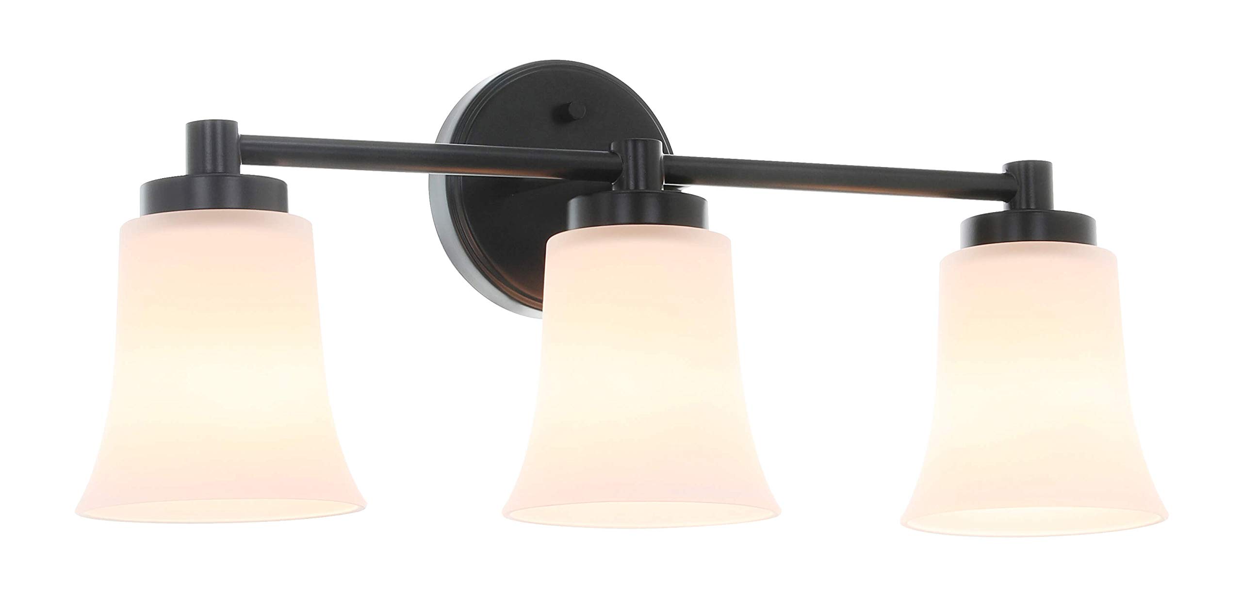 Modern 3-Light Bathroom Vanity Light Bar - Black Wall Sconce with Glass Shades for Bathroom, Powder Room & Dressing Area | XB-W1235-3-MB | XiNBEi Lighting