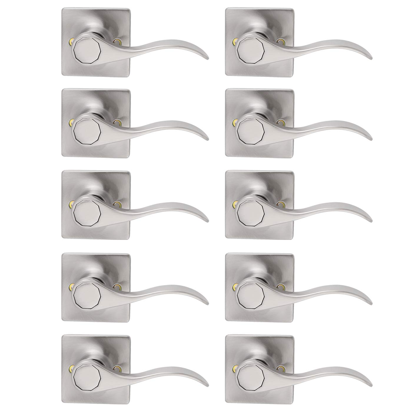 Gobrico 10-Pack Square Right-Handed Dummy Lever Handles - Wave/Drop Design for Interior Doors, Closets & Pantries | Durable Cabinet Hardware for Home & Office Use