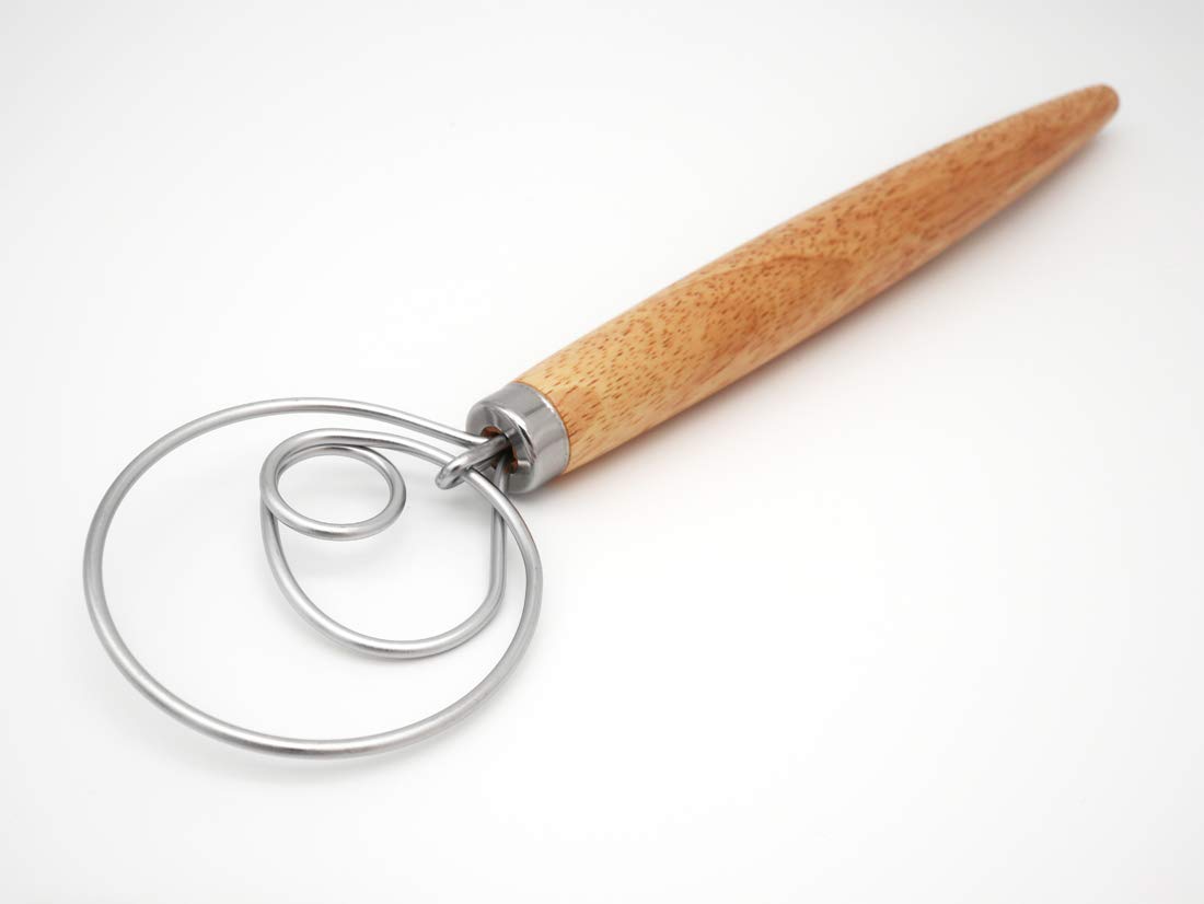Premium Stainless Steel Danish Dough Whisk - Dutch Style Bread & Pastry Mixer - Heavy Duty Wired Blender for Baking (1-Piece) - Perfect for Homemade Bread, Pizza Dough, Cookies & Cake Batter