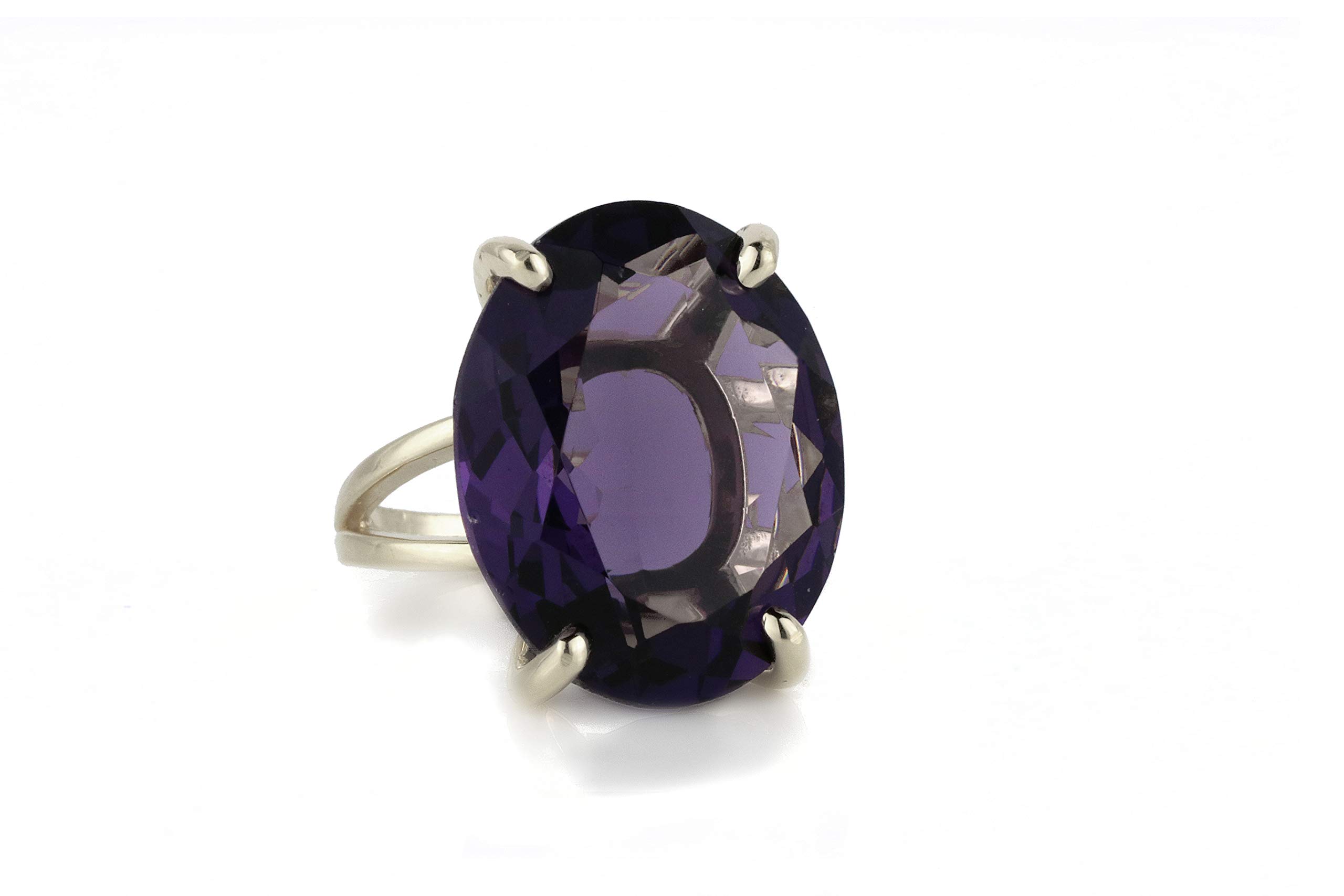February Birthstone Rings for Women - 20x16mm Oval Amethyst in 925 Sterling Silver Ring Band - Handcrafted Amethyst Jewelry for Mothers, Sisters, Friends, Brides - Gift Box Included - Perfect for Valentine's Day, Anniversary, Birthday & Special Occasions