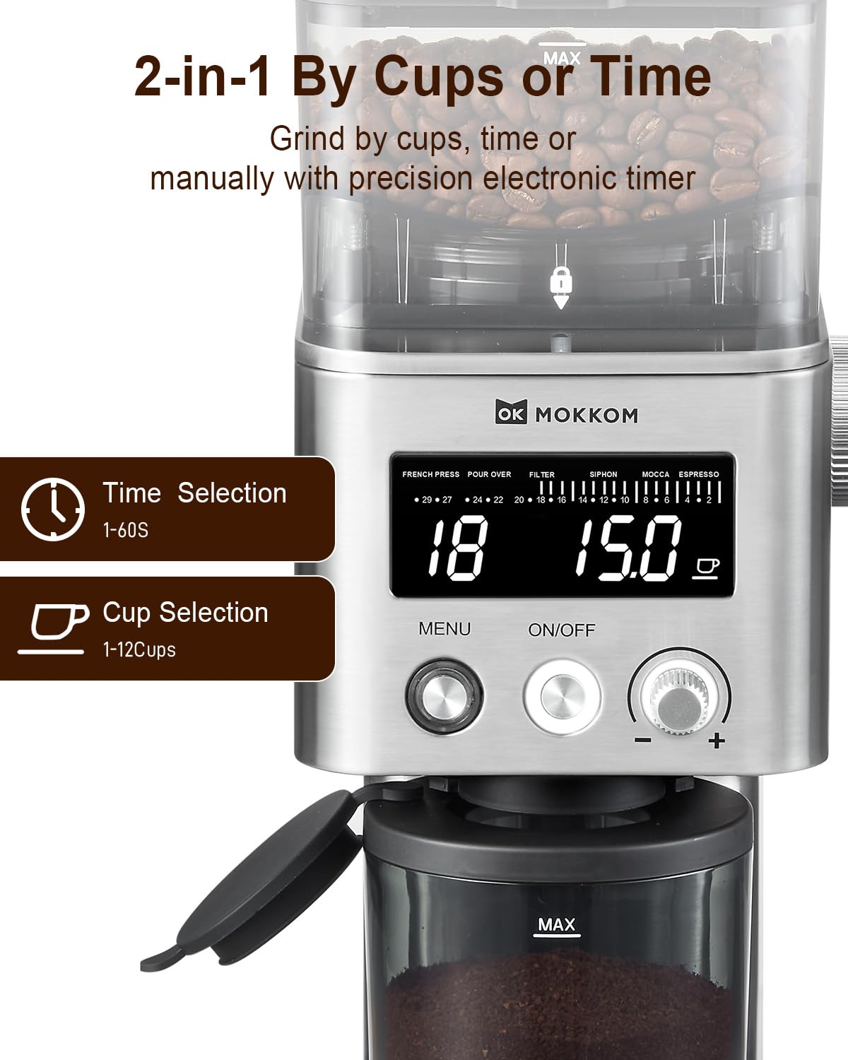 Premium Anti-Static Conical Burr Coffee Grinder & Automatic Nut Milk Maker - Electric, Quiet, Adjustable Coarseness - Perfect for Espresso, Cold Brew & Homemade Almond Milk (Green)