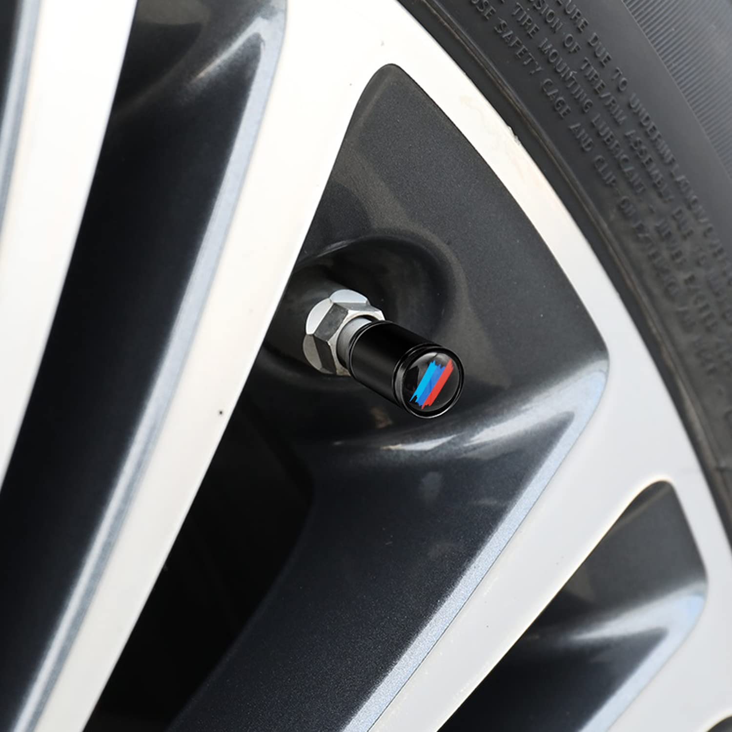 BMW 1 2 3 4 5 6 7 Series Wheel Tire Valve Stem Caps - Black (4 Pack) | Durable Metal Air Valve Caps for Car, SUV, Truck | Weatherproof & Rustproof Accessories for All-Season Protection