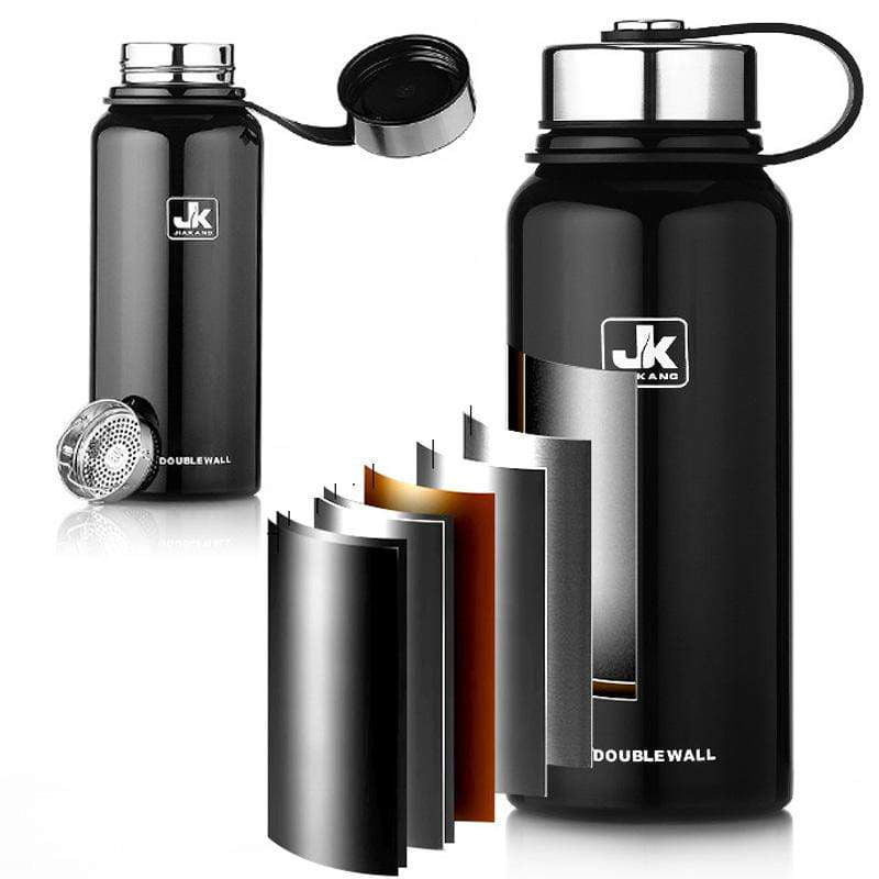 600ml/1000ml/1500ml JK Double Wall Insulated Stainless Steel Water Bottle - Leakproof Vacuum Flask for Gym, Hiking & Travel - BPA Free Hot & Cold Beverage Container