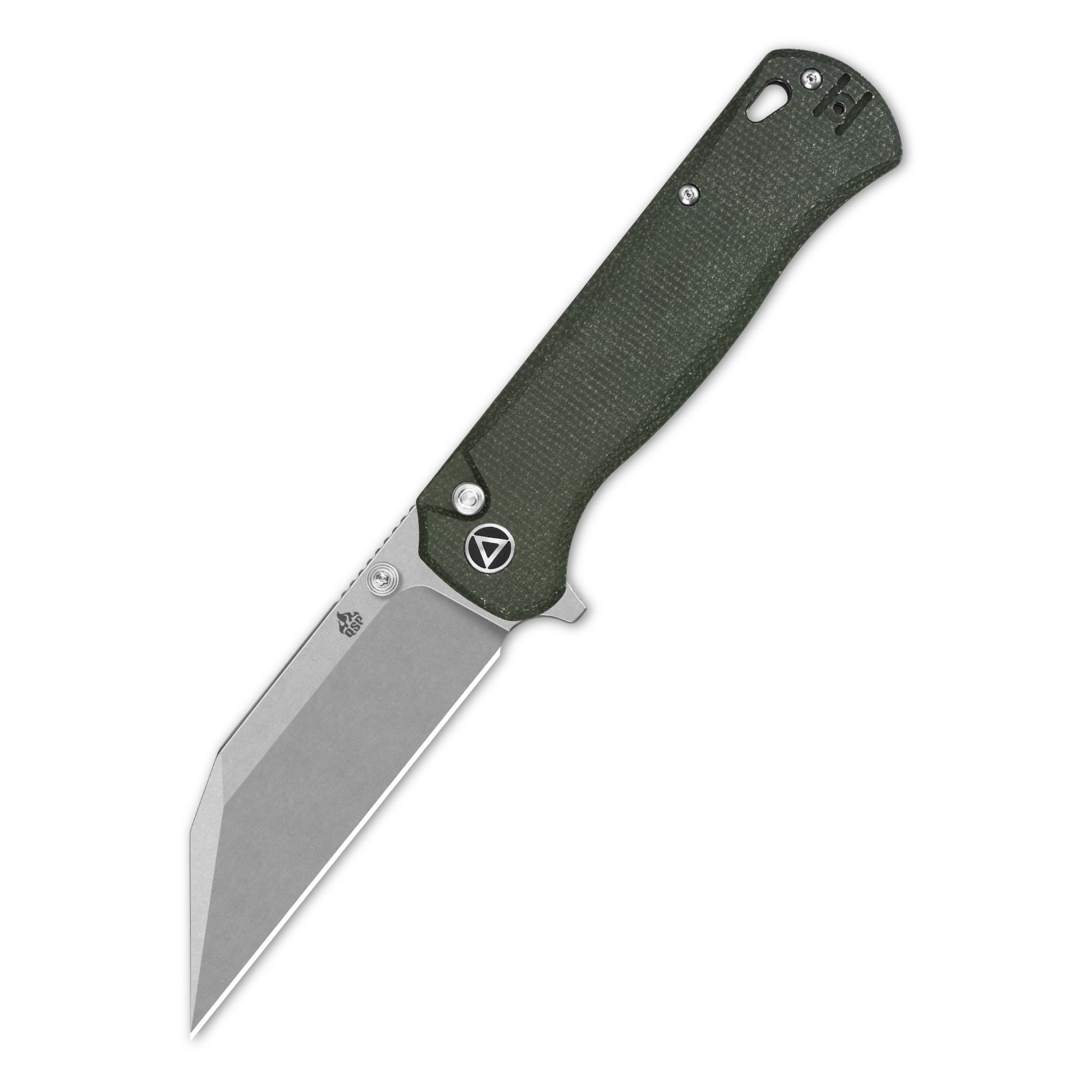 Premium QSP Swordfish Button Lock Pocket Knife - 14C28N Stainless Steel Blade with Green Micarta Handle - EDC Folding Knife for Camping, Hiking & Outdoor Adventures