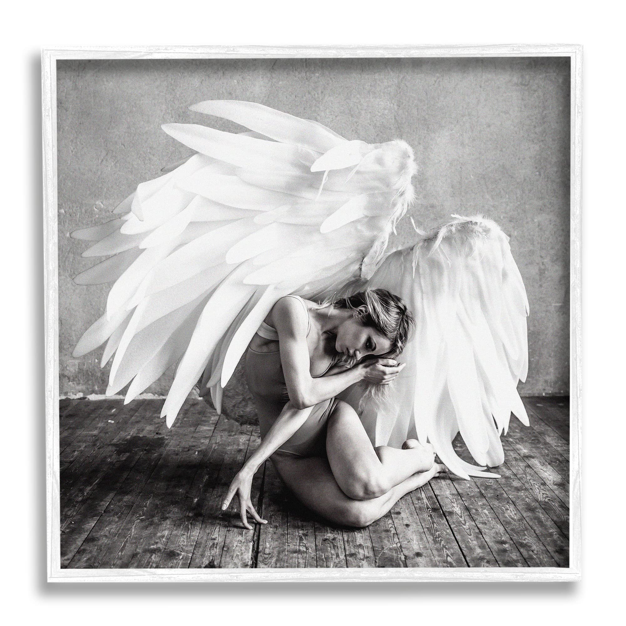 Stupell Industries White Angel Wings Photography Wall Art - Elegant Monochrome Decor by Nicholas Ivins - Perfect for Bedroom, Living Room & Office Decor