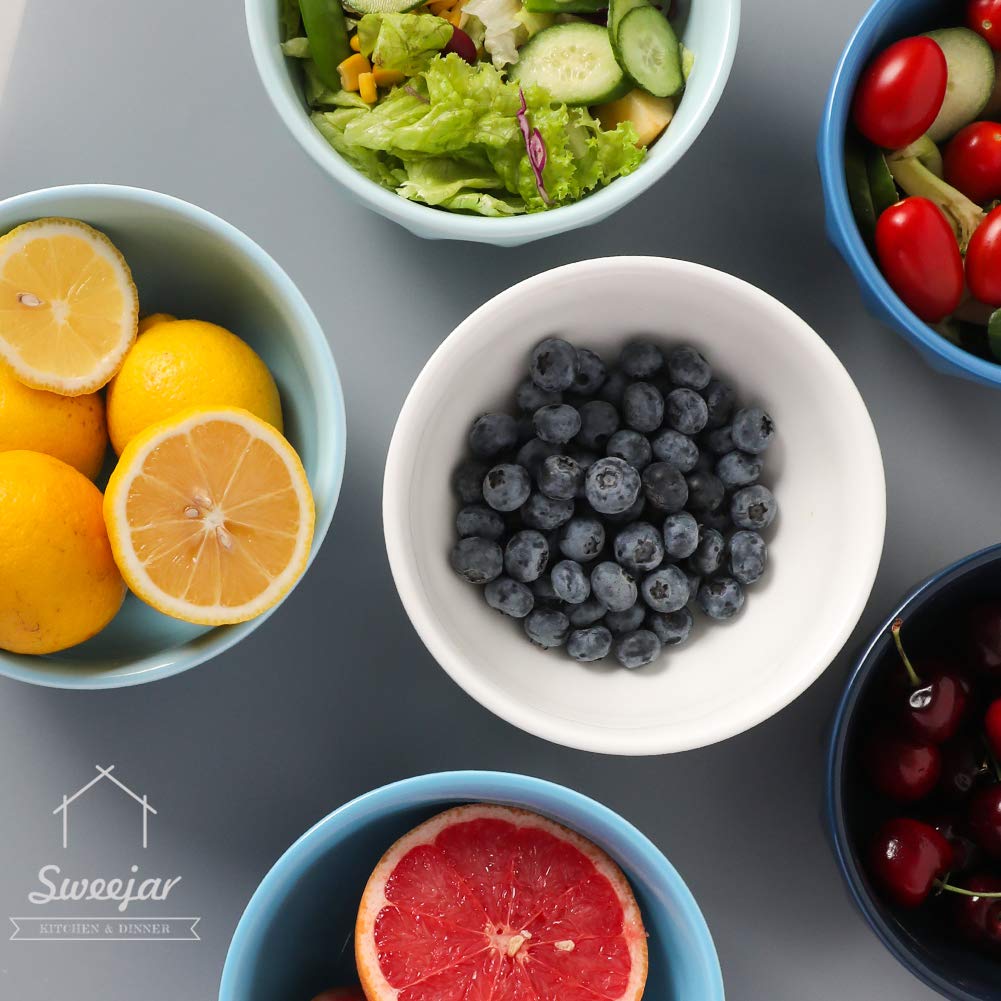 Sweejar 6-Piece Ceramic Fluted Bowl Set - 26oz Versatile Serving Bowls for Cereal, Salad, Pasta & Soup - Microwave & Dishwasher Safe - Elegant Home Dining & Party Entertaining
