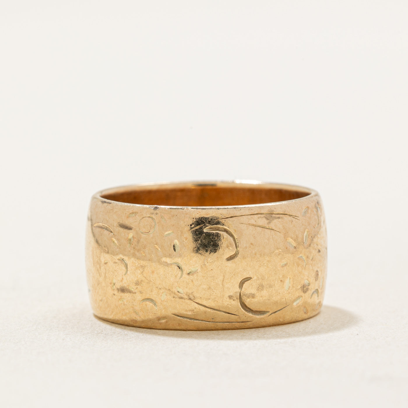10K Yellow Gold Cigar Band Ring - 9.85mm Wide Size 6.75 - Perfect for Men's Wedding Bands, Anniversary Gifts & Luxury Jewelry Collections