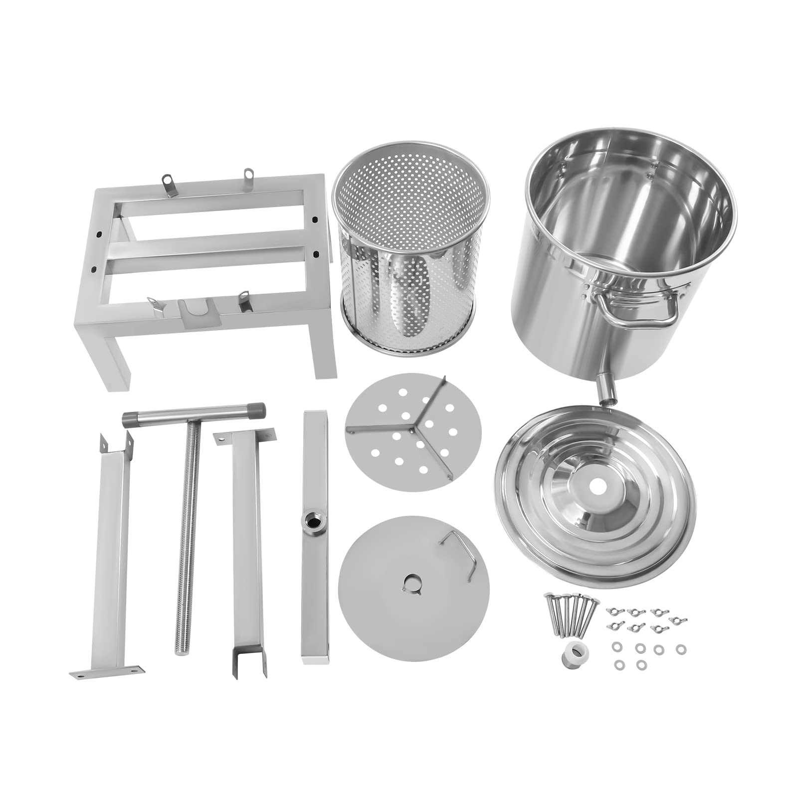 2.64 Gallon Stainless Steel Fruit Press for Cider, Wine & Juice Making - Heavy Duty Apple Grape Press with Pressing Plate - Perfect for Home Brewing, Winemaking & Fresh Juice Extraction