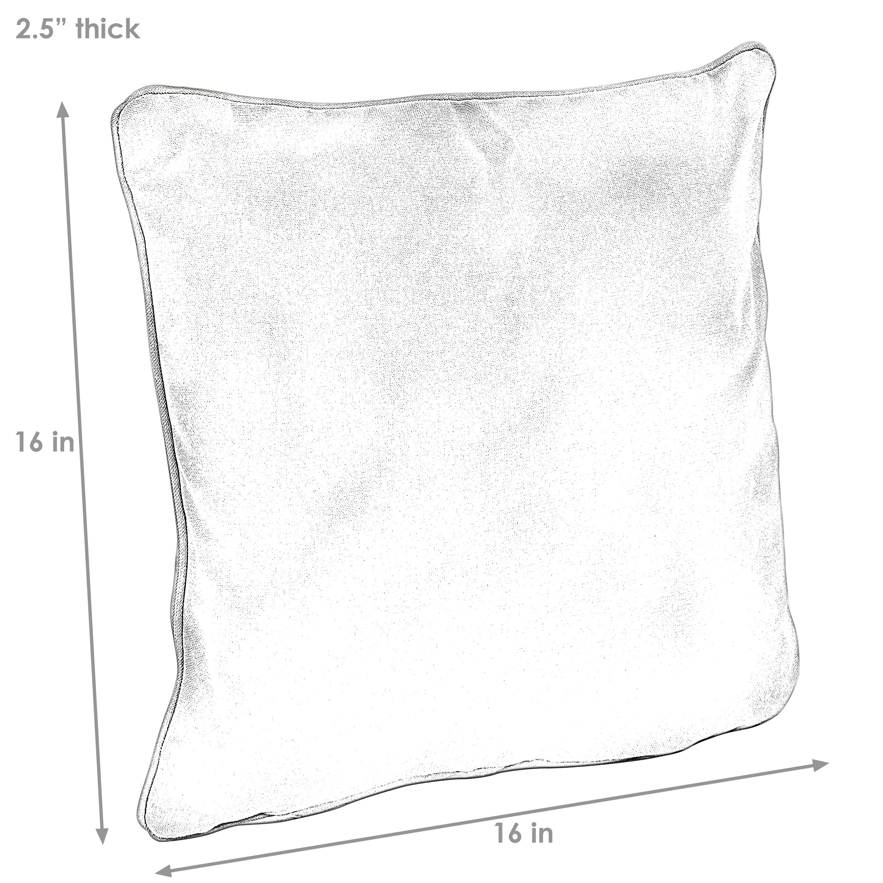 Sunnydaze Set of 2 Olefin Patio Outdoor Throw Pillows - 16 Inch Square Waterproof Decorative Cushions for Garden, Porch & Poolside Furniture - Durable All-Weather Outdoor Pillow Covers