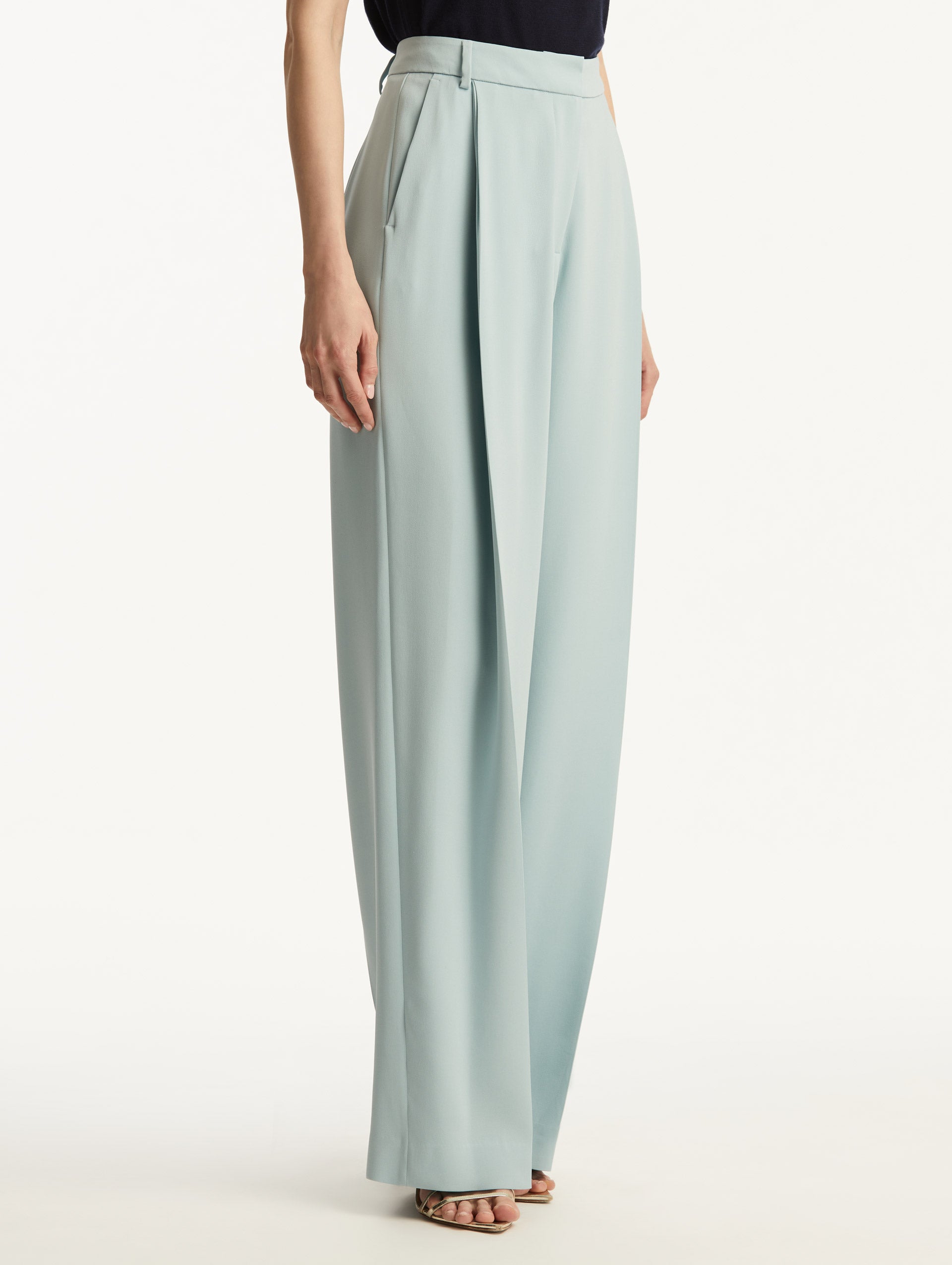 Luxury Wide Leg Silk Georgette Pants for Women - Elegant High Waist Palazzo Trousers for Office, Party & Special Occasions