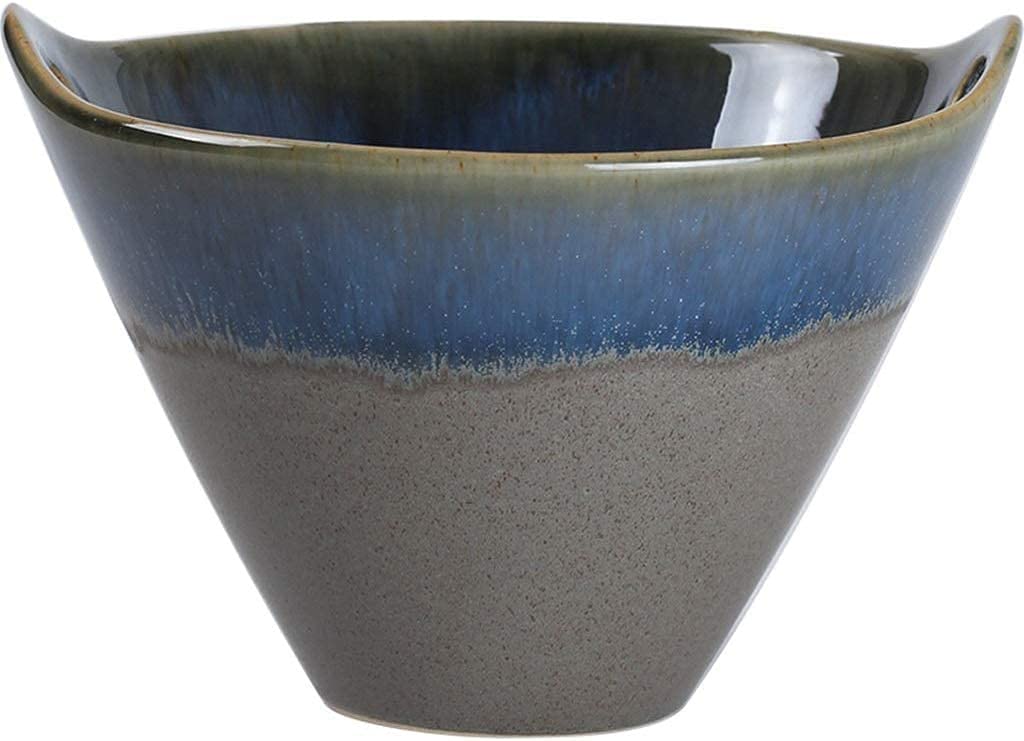 Japanese Creative Blue Ceramic Snack Dip Bowls - Kiln Change Bucket Shape with Chopsticks - Perfect for Salad, Pasta, Soup & Home Dining (1 Pack)
