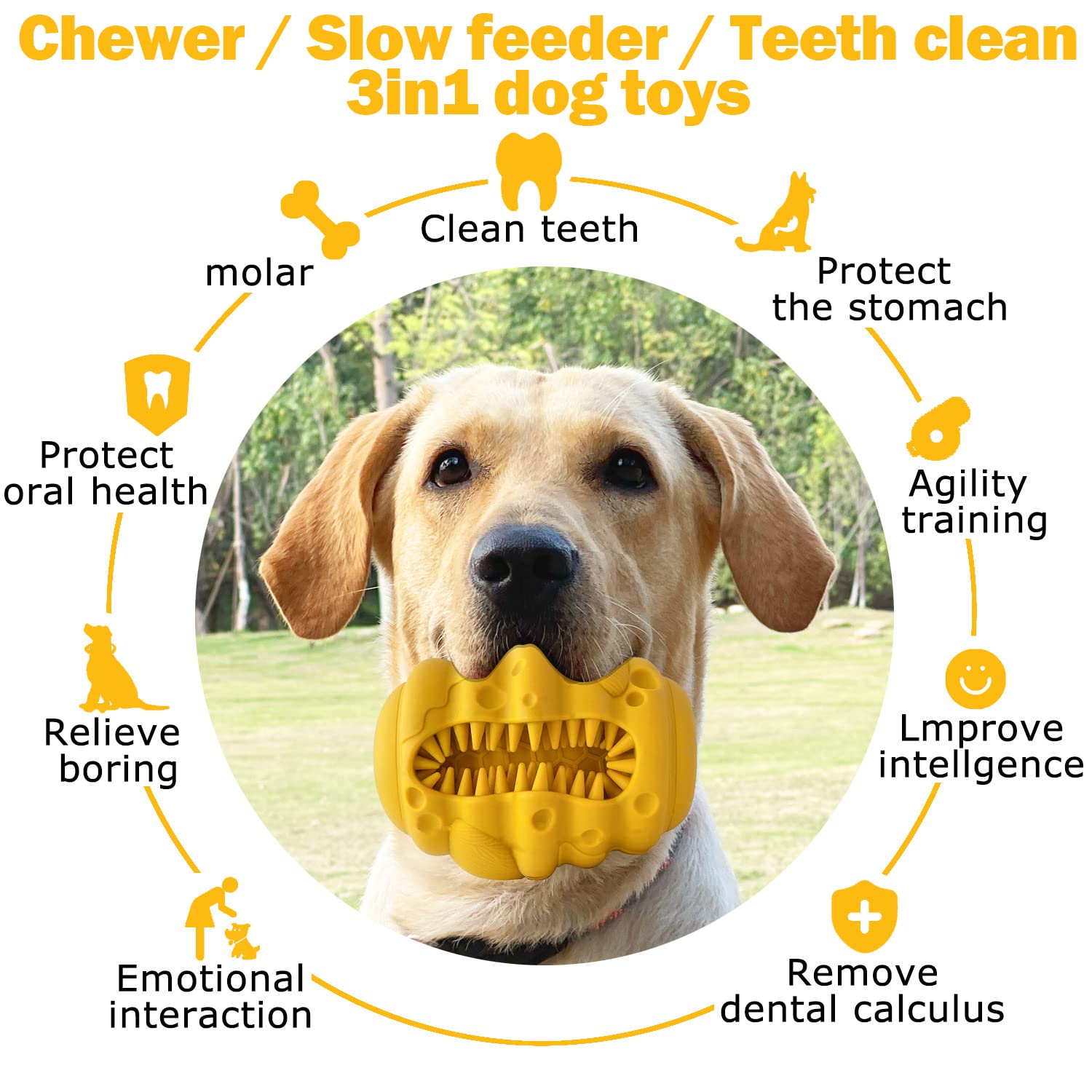 **Durable Indestructible Dog Chew Toys for Aggressive Chewers - Large & Medium Breeds, Interactive Treat Dispenser & Slow Feeder - Heavy Duty Rubber Teeth Cleaning Puzzle Toy for Playtime & Training**