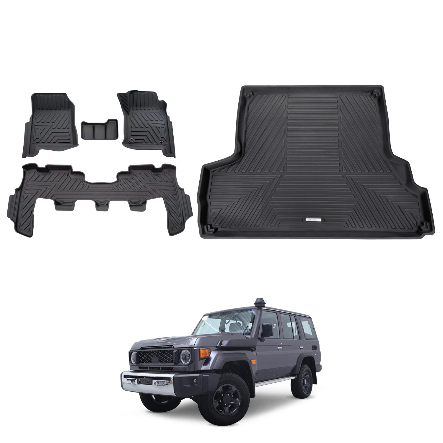 5D Custom Fit Car Floor Mats for Toyota LandCruiser 76 LC76 2023-2024 - All-Weather Protection & Easy Cleaning - Perfect for Off-Road Adventures & Daily Commutes