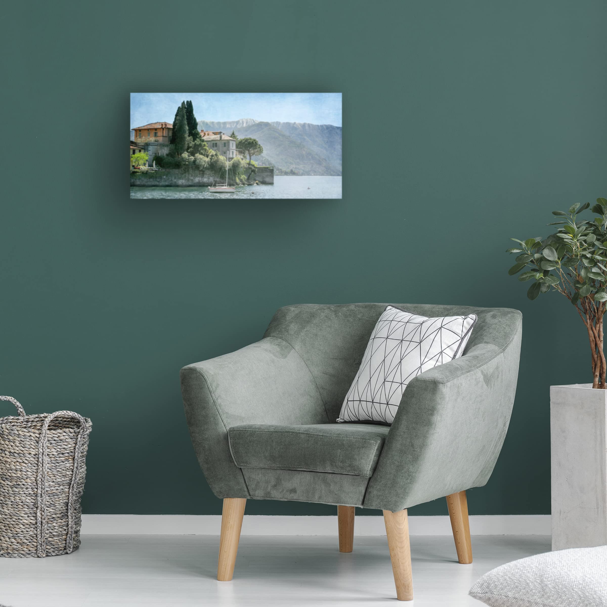 Trademark Fine Art 'Varenna Vista' Canvas Wall Art by Brooke T Ryan - Italian Lake Landscape Painting for Living Room, Bedroom & Office Decor