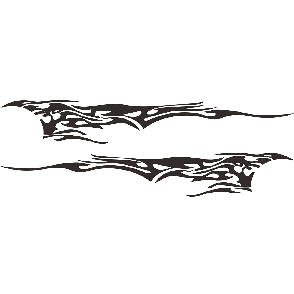 2pcs Black Car Vinyl Decal Graphics - Side Flame Element Stickers for All Car Models | Luopan Car Decals for Customization & Personalization