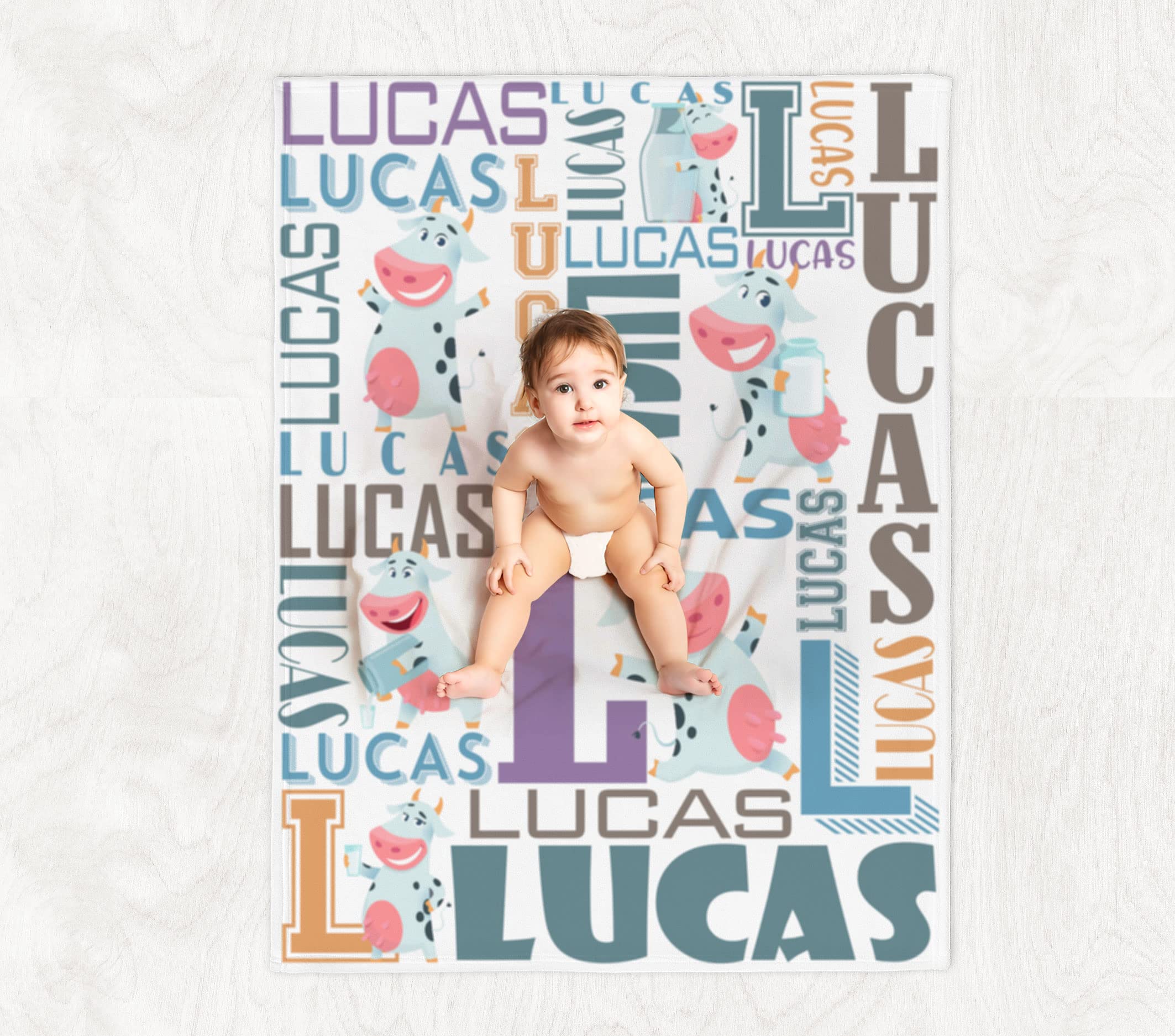 Personalized Baby Boy Blankets with Name - Soft Plush Fleece Custom Blanket for Newborns & Toddlers - Perfect Baby Shower Gift, Birthday Present & Nursery Essential