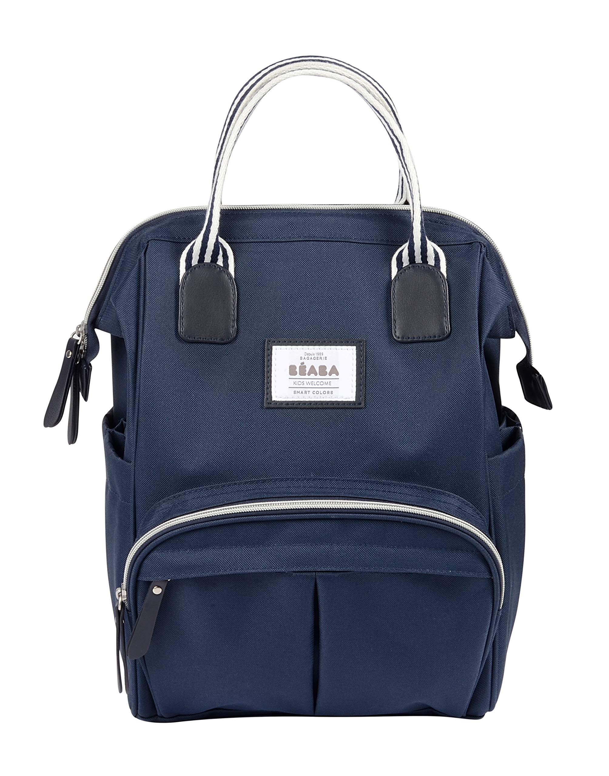 BEABA Wellington Diaper Bag Backpack - Waterproof Baby Diaper Backpack for Moms & Dads with Changing Pad & Stroller Straps, Large Multi-Functional Travel Bag for Boys & Girls (Navy) - Perfect for Daycare, Travel & On-the-Go Parenting