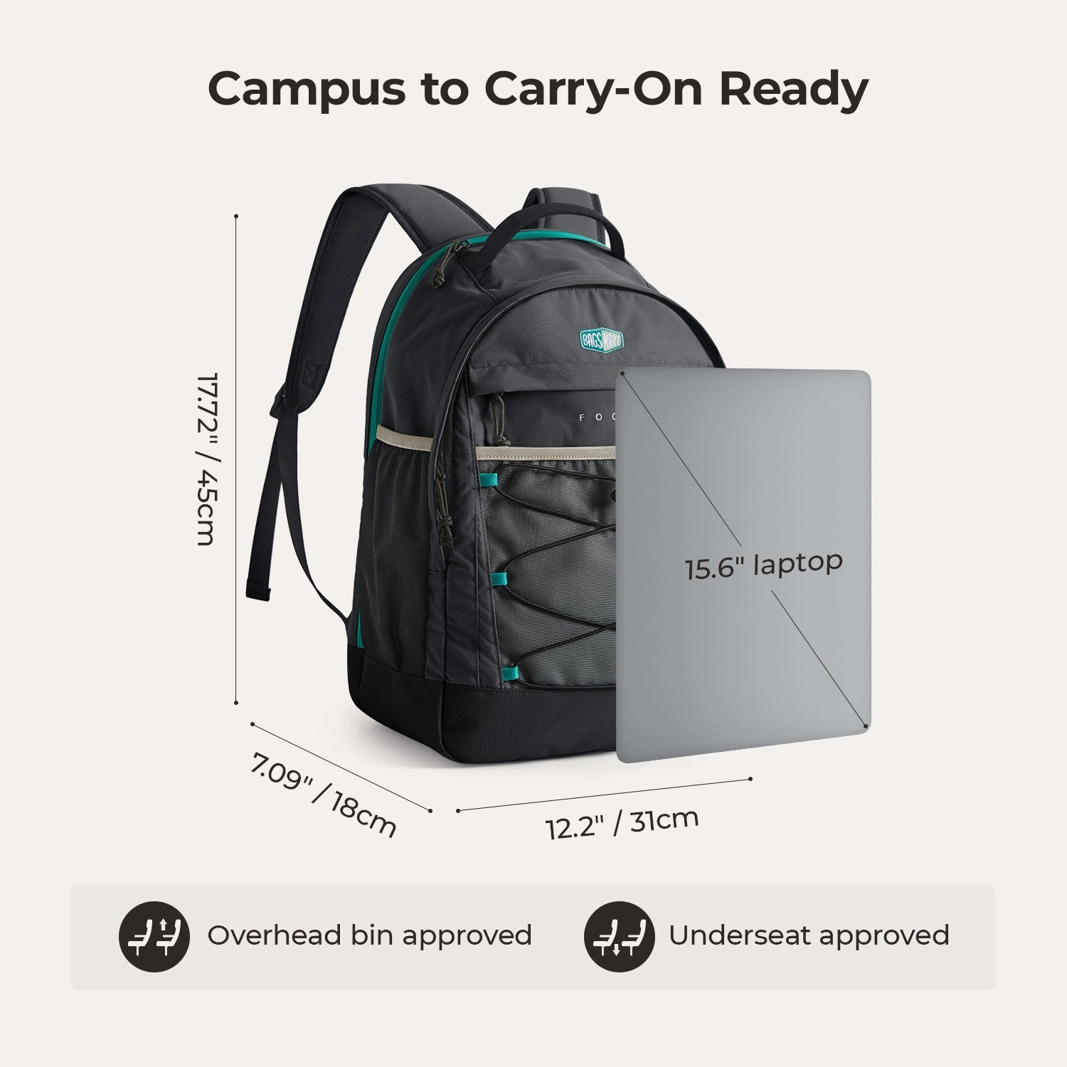 15.6 Inch Laptop Backpack for Men & Women - Waterproof Travel Backpack with USB Charging Port - Perfect for Work, School, and Business Trips