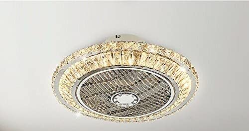 Modern 64W Chrome Crystal LED Bladeless Ceiling Fan Chandelier with Remote - 3 Color & 3 Speed Silent Motor, Timer Function - Elegant Cooling & Lighting Solution for Living Room, Bedroom, Dining Room & Office Spaces