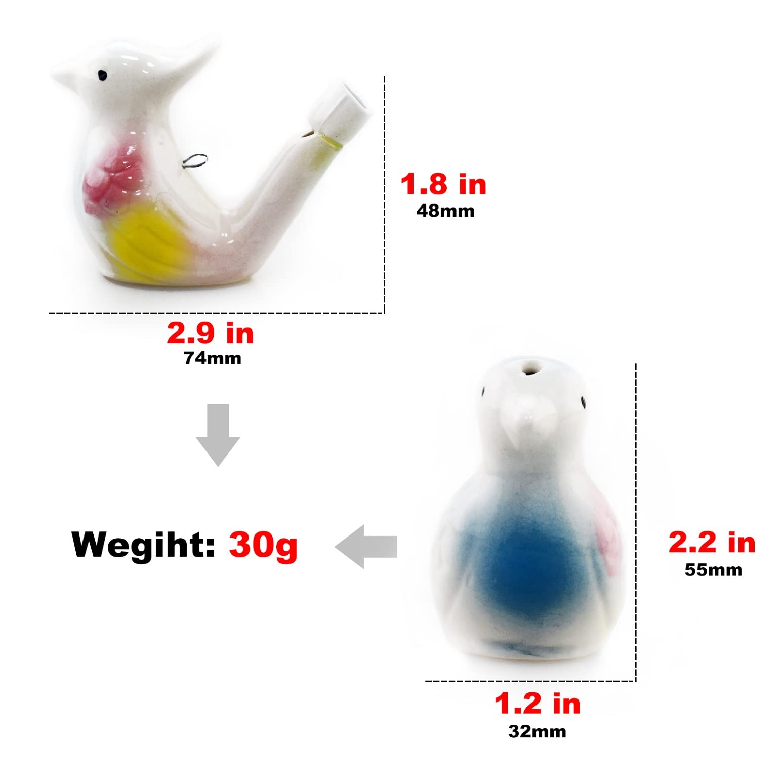 4PCS Ceramic Bird Whistle Toys with Hanging Rope - Fun Musical Gifts for Kids Birthday, Party Favors & Outdoor Activities - Perfect for Garden Decor, Children's Playtime & Holiday Celebrations
