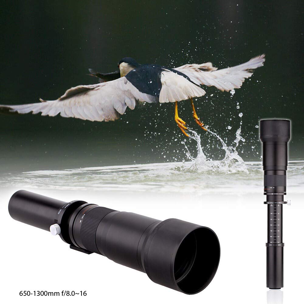 650-1300mm f/8 Manual Telephoto Zoom Lens for Sony E-Mount Cameras with 2X Teleconverter (Extends to 2600mm) - Professional Photography Accessory Kit for Wildlife, Sports & Long-Distance Shooting