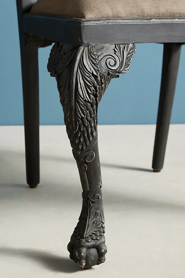 Hand Carved Woodpecker Dining Chair - Solid Wood Black Accent Chair for Kitchen, Dining Room, or Home Office | Elegant Wooden Table Chair for Modern & Rustic Decor