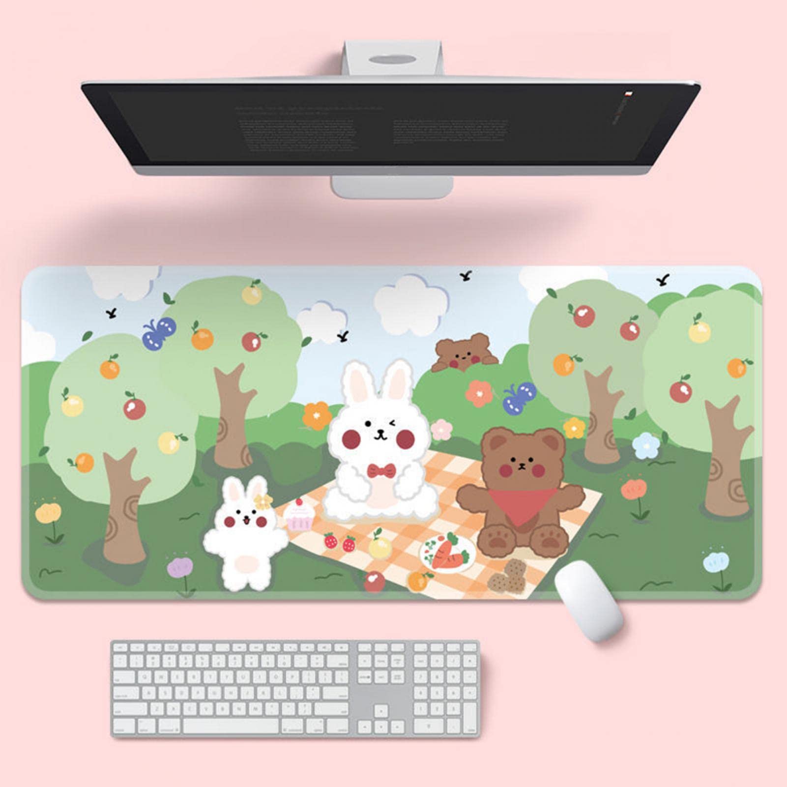 Kawaii Cartoon Mouse Pad for Teen Girls - Cute Green Desk Keyboard Mat for Laptop & Office Table - Perfect for Women's Workspace Decor & Gaming Setup