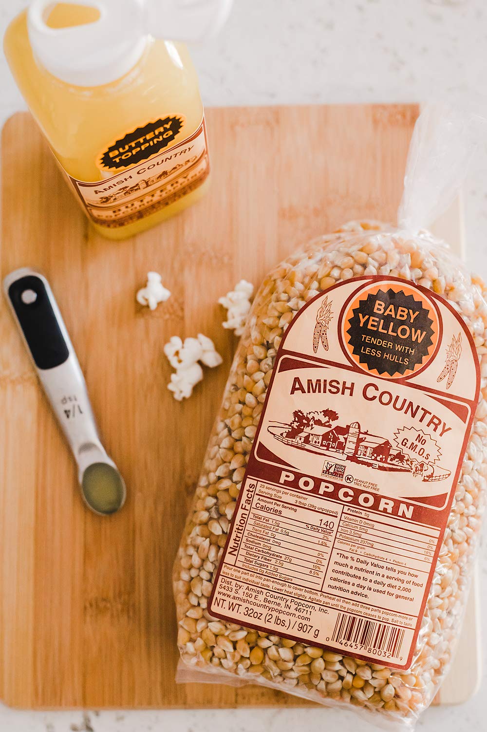 Amish Non-GMO Baby Yellow Popcorn Kernels - 2lb Bag for Healthy Snacking
