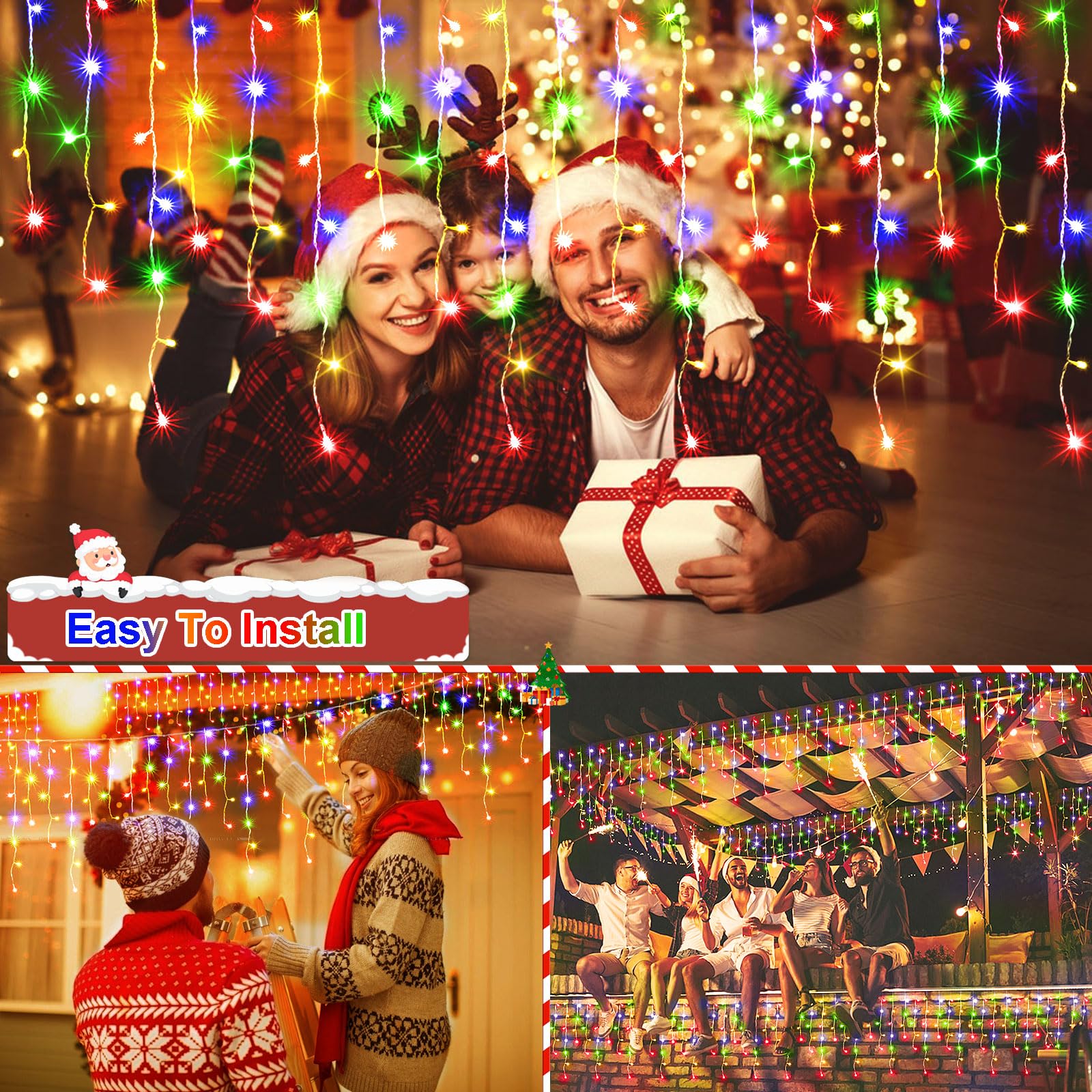 JXLEDAYY 1280 LED 131ft Christmas String Lights with 240 Drops - 8 Lighting Modes for Indoor Outdoor Holiday Decorations | Perfect for Christmas Tree, Wedding, Party, Bedroom, Garden, Patio