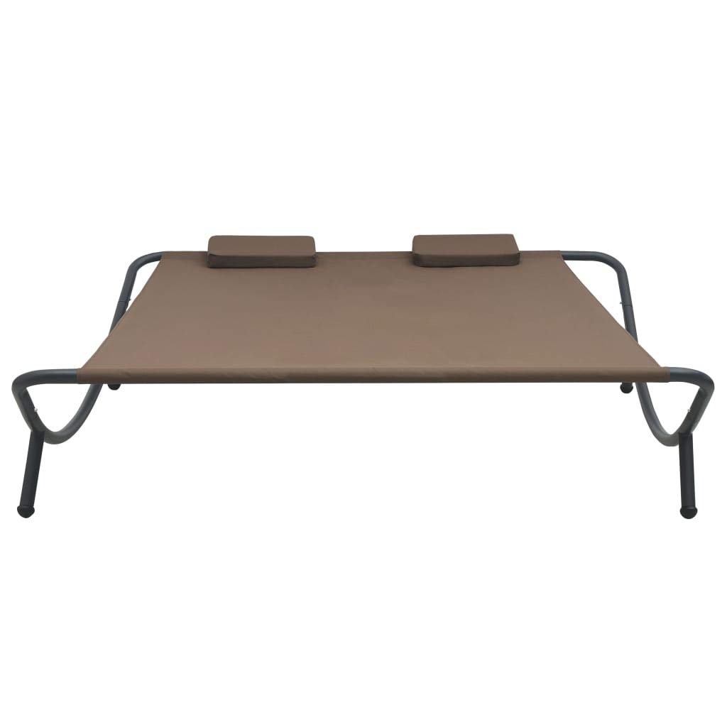 Outdoor Lounge Bed - Durable Fabric in Brown for Lawn, Courtyard, Beach & Sunbathing | Perfect for Patio Relaxation, Backyard Lounging & Poolside Comfort