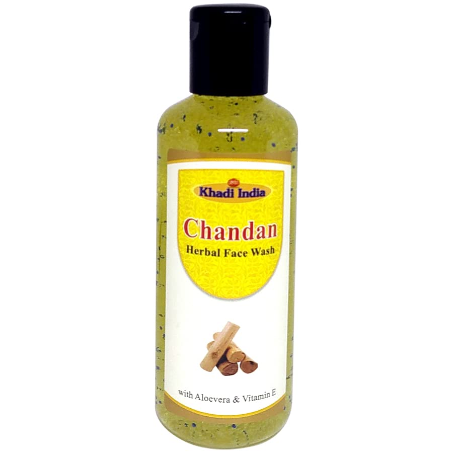 Khadi India Herbal Chandan Face Wash 210ml (2 Pack) - Natural Sandalwood Cleanser for Glowing Skin | Daily Face Cleansing & Acne Control