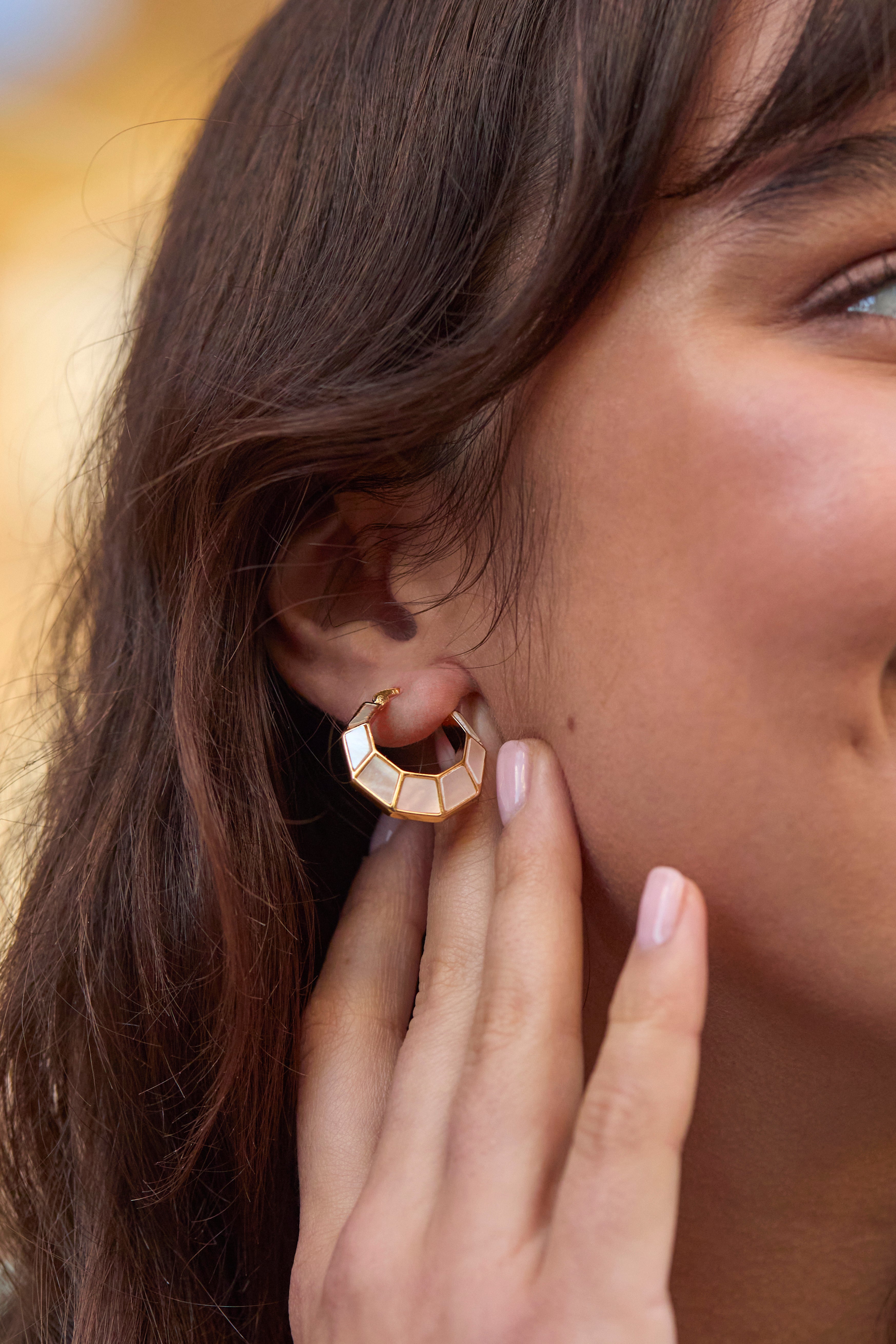 Stylish Pearl Octagon Hinge Hoop Earrings for Women - Trendy Geometric Jewelry Gift for Party, Wedding & Everyday Wear