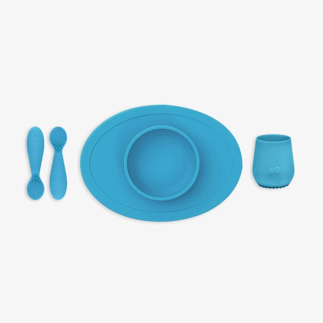 EZPZ First Foods Set - Baby-Led Weaning Starter Kit with Silicone Plates & Bowls for Toddlers - Perfect for Mess-Free Mealtime at Home or On-the-Go